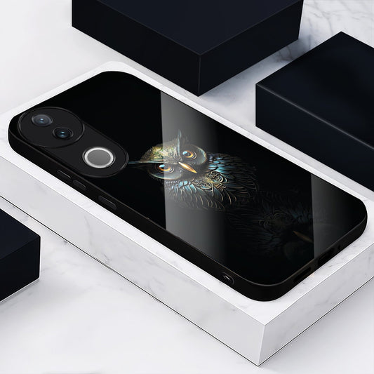 Vivo V50 5G Premium Acrylic Shockproof Glass Back Case (Midnight Owl)