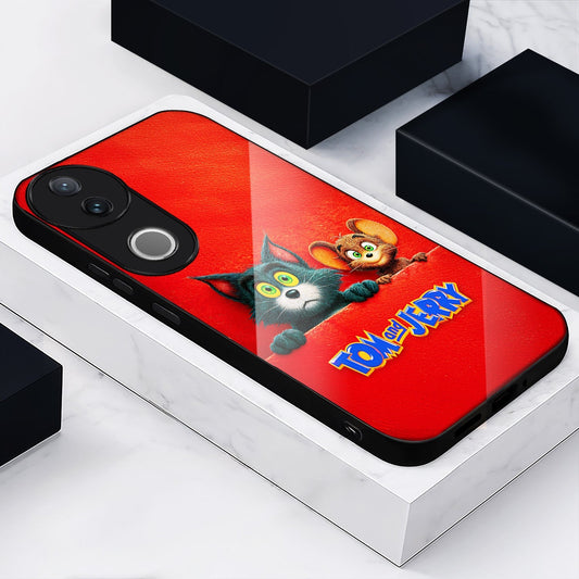 Vivo V50 5G Premium Acrylic Shockproof Glass Back Case (Classic Cartoon)