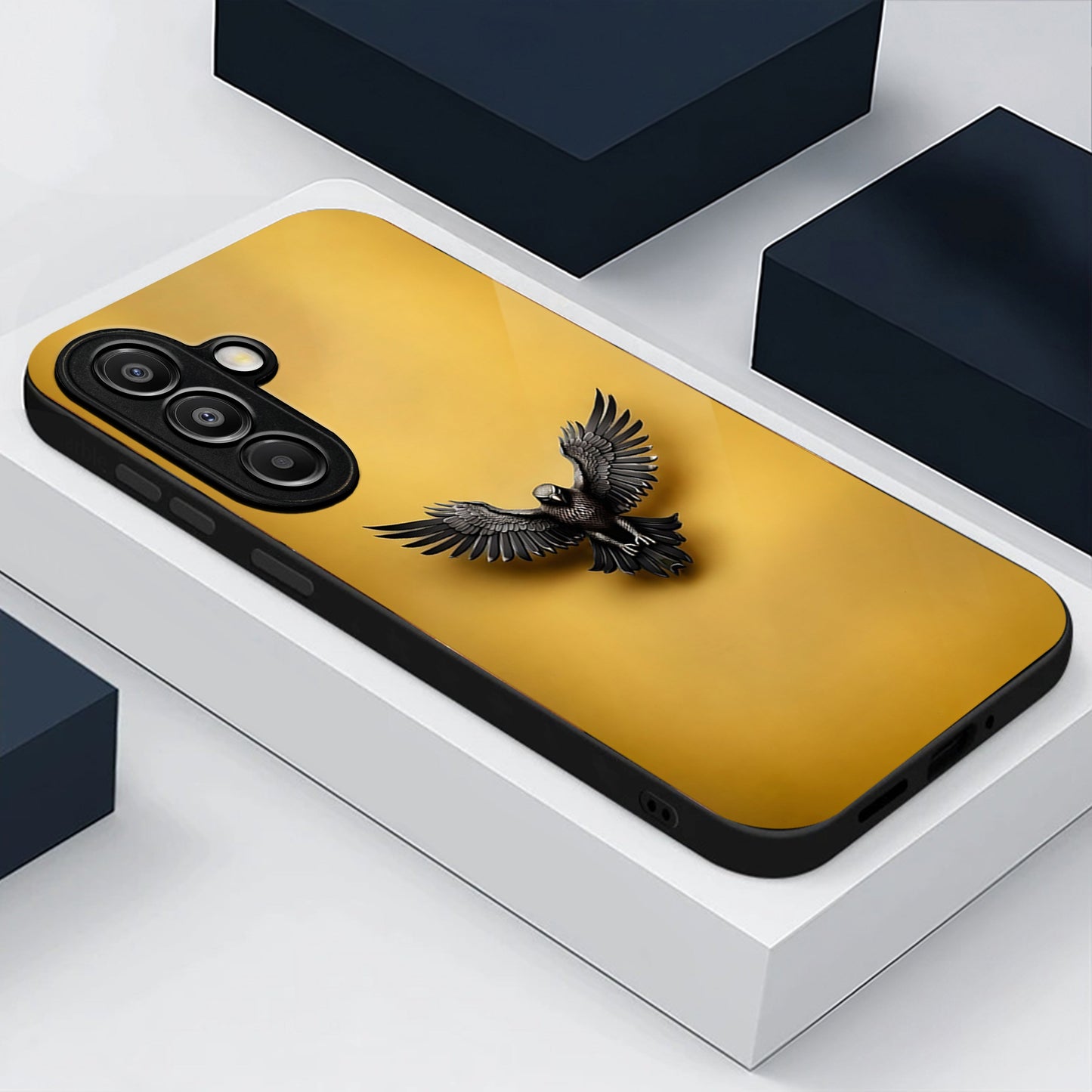Samsung Galaxy A36 Premium Acrylic Shockproof Glass Back Case (Golden Hawk)