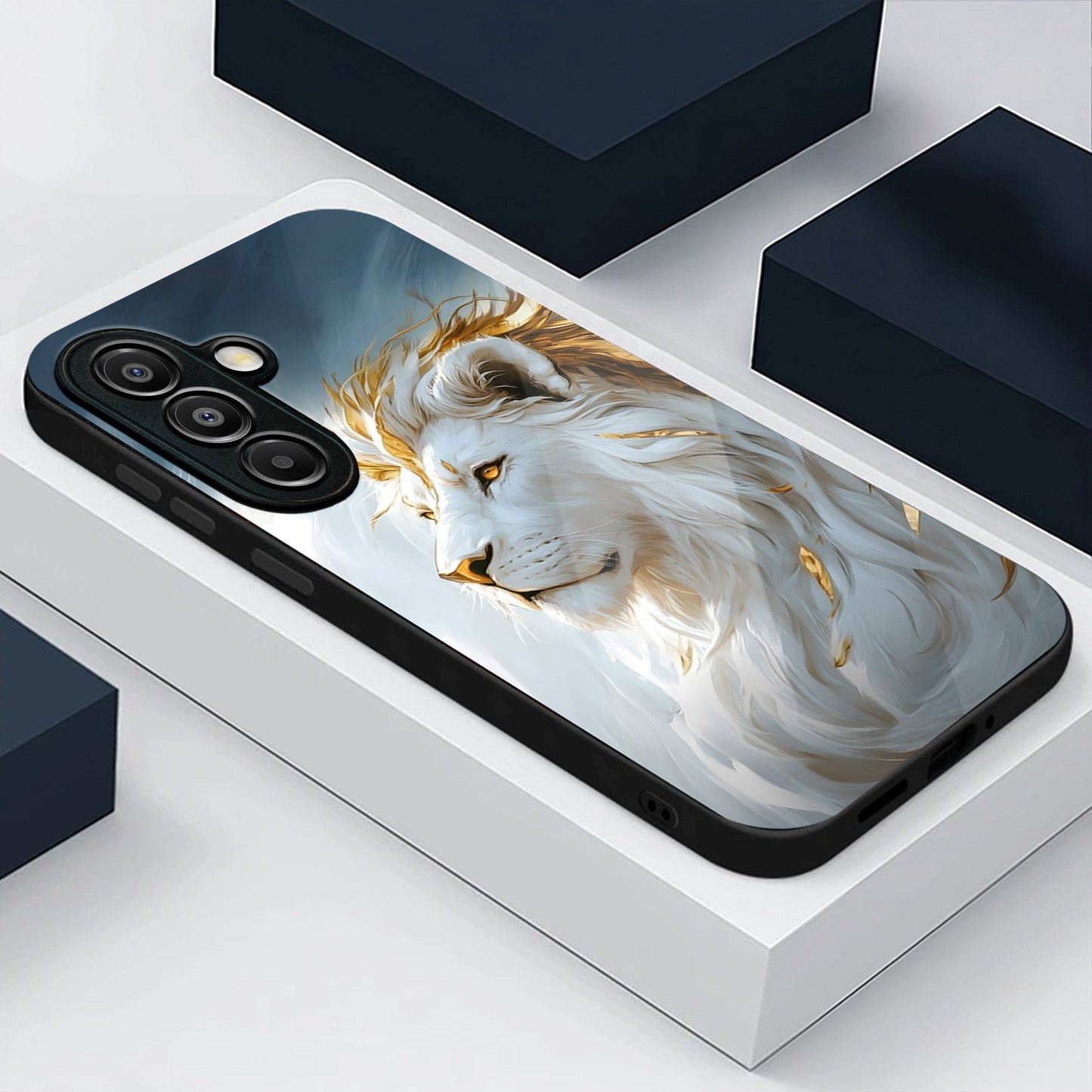 Samsung Galaxy A56 Premium Acrylic Shockproof Glass Back Case (Lion Glory)