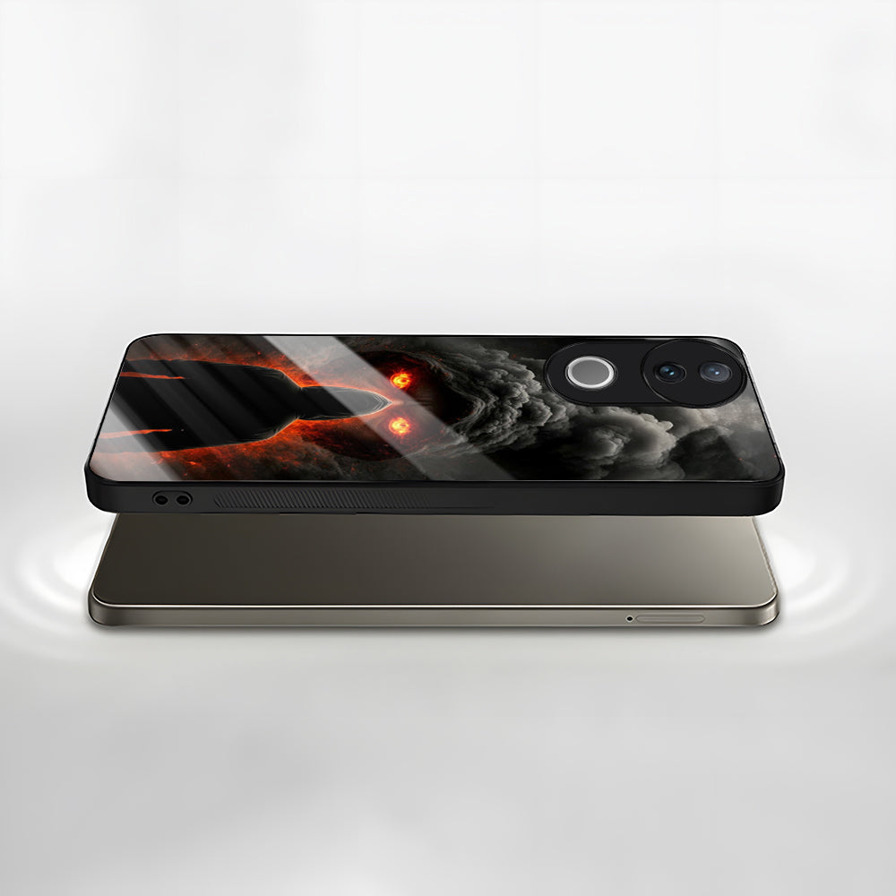 Vivo V50 5G Premium Acrylic Shockproof Glass Back Case (Dark Flame)