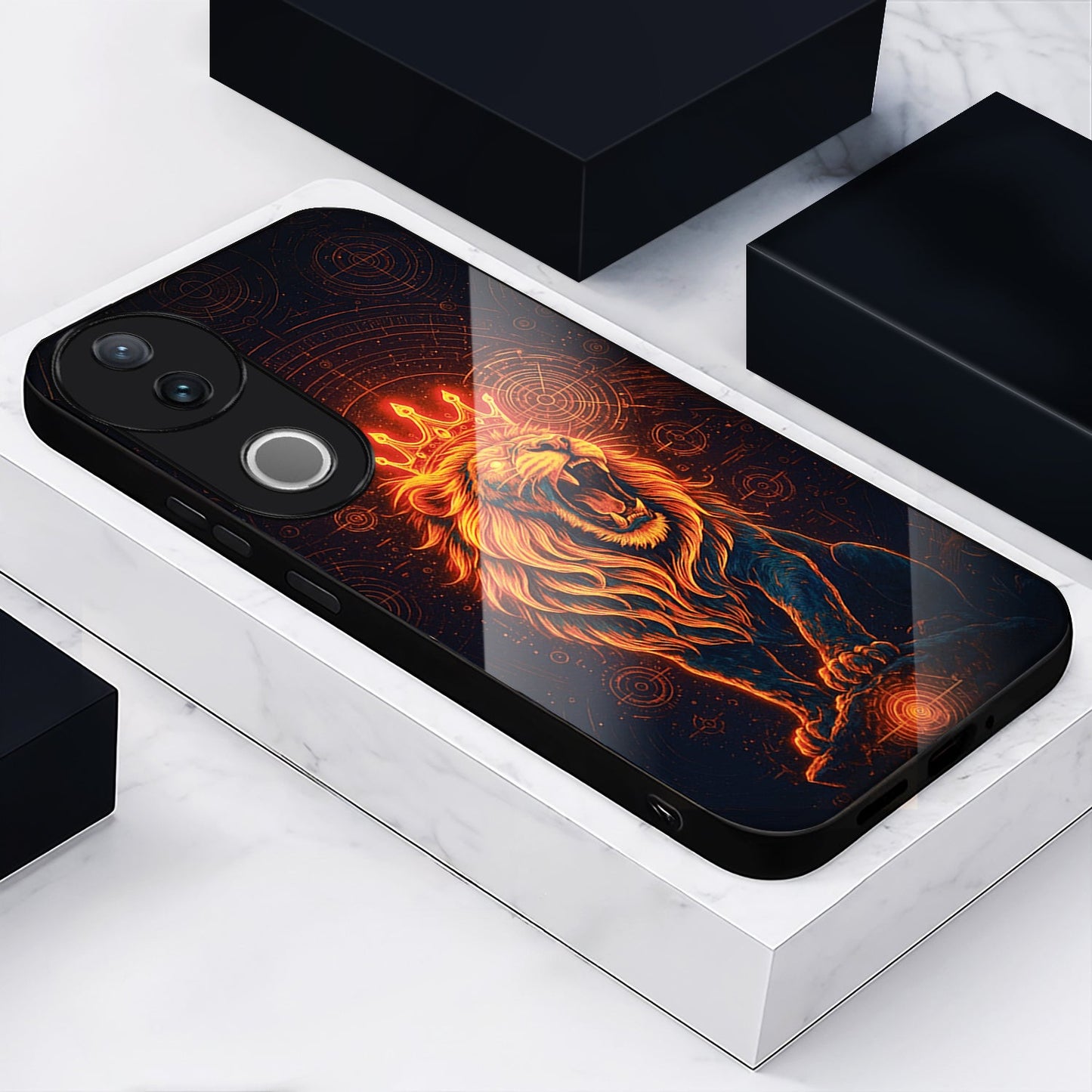 Vivo V50 5G Premium Acrylic Shockproof Glass Back Case (King of Cosmos)