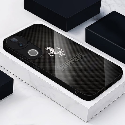 Vivo V50 5G Premium Acrylic Shockproof Glass Back Case (Ferrari Carbon Fiber)