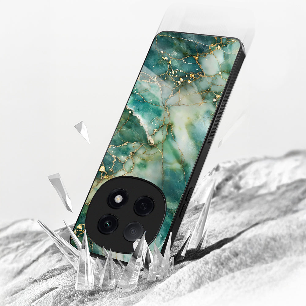 OPPO F29 Pro 5G Premium Acrylic Shockproof Glass Back Case (Emerald Veins)