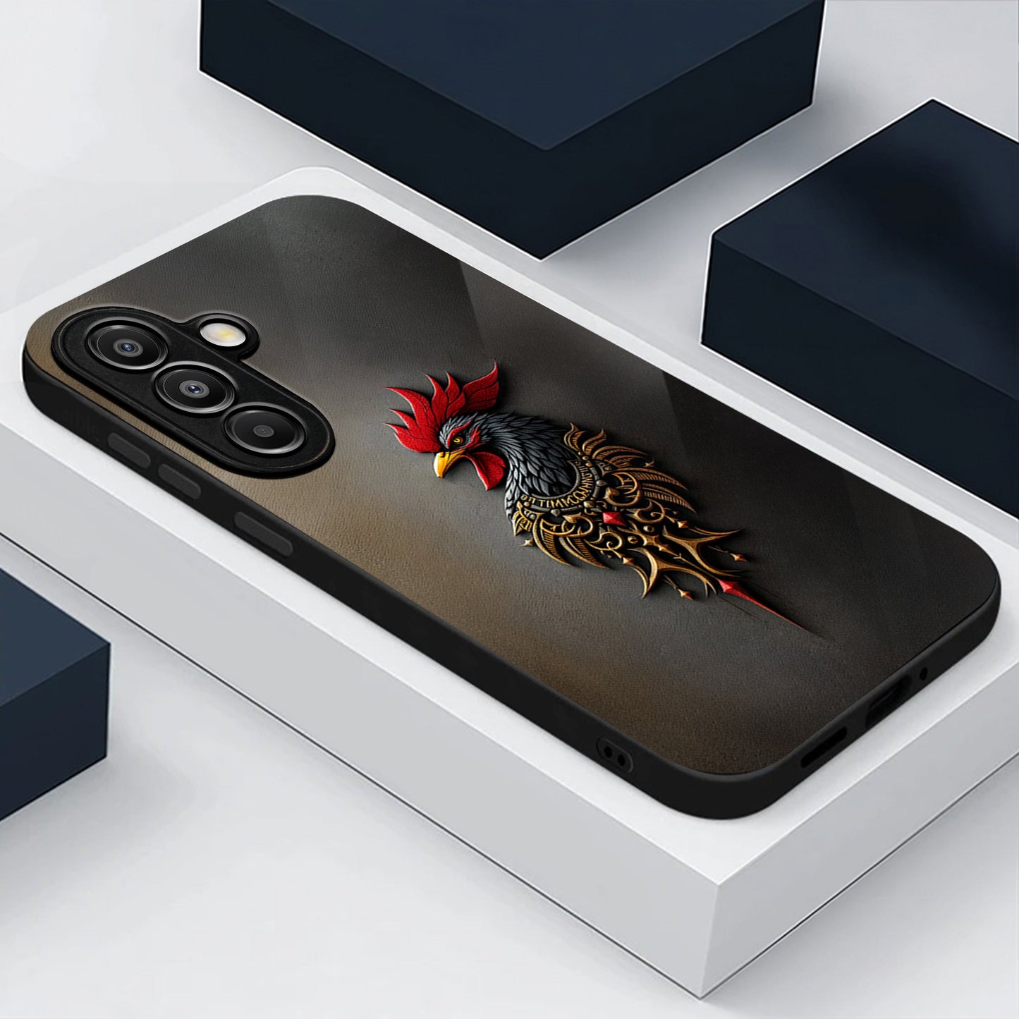 Samsung Galaxy A36 Premium Acrylic Shockproof Glass Back Case (Royal Rooster)