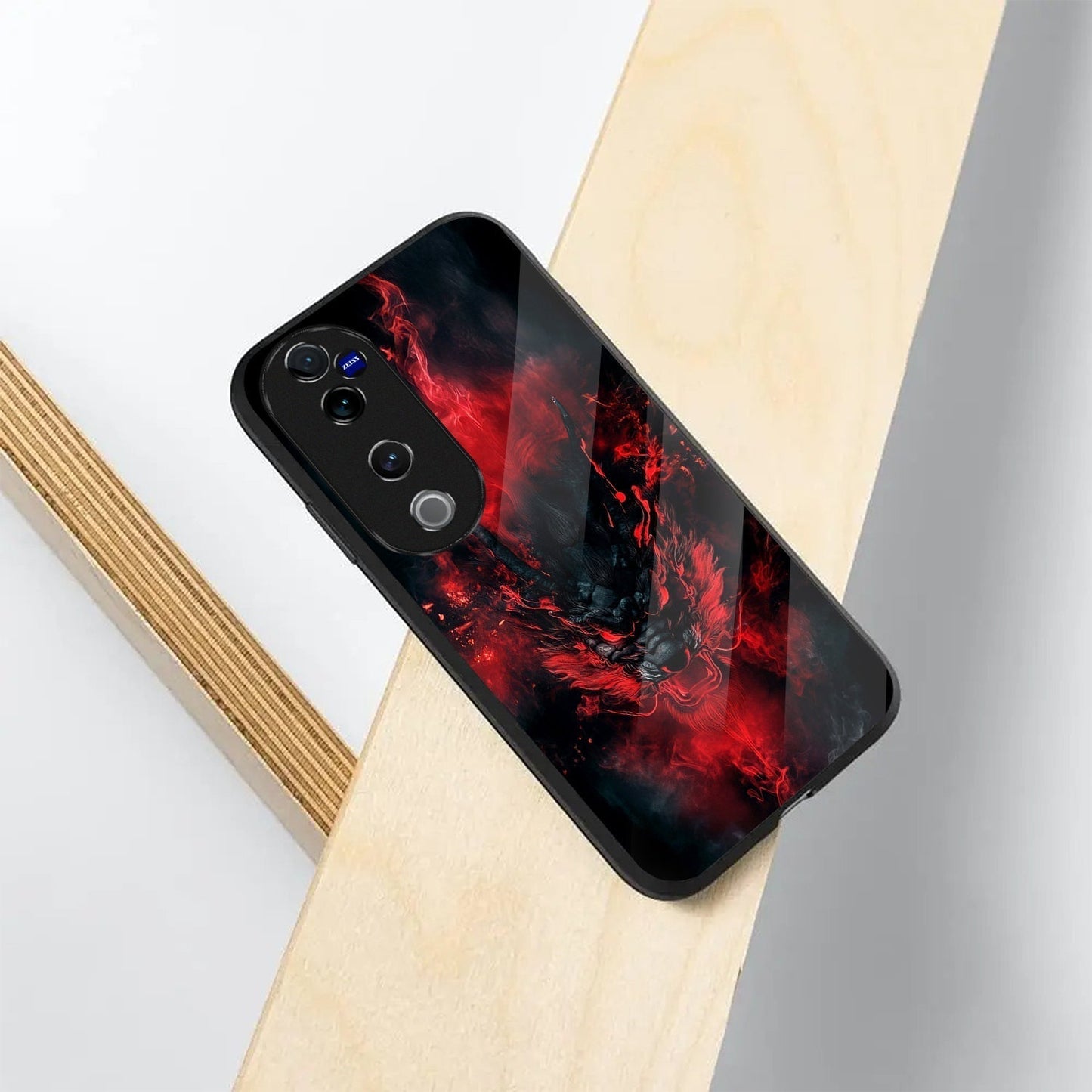 Vivo V40 Pro 5G Premium Acrylic Shockproof Glass Back Case (Fire-Dragon)