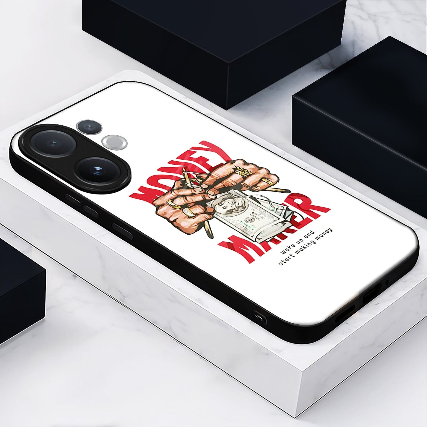 Vivo V60 5G Premium Acrylic Shockproof Glass Back Case (Money Maker)