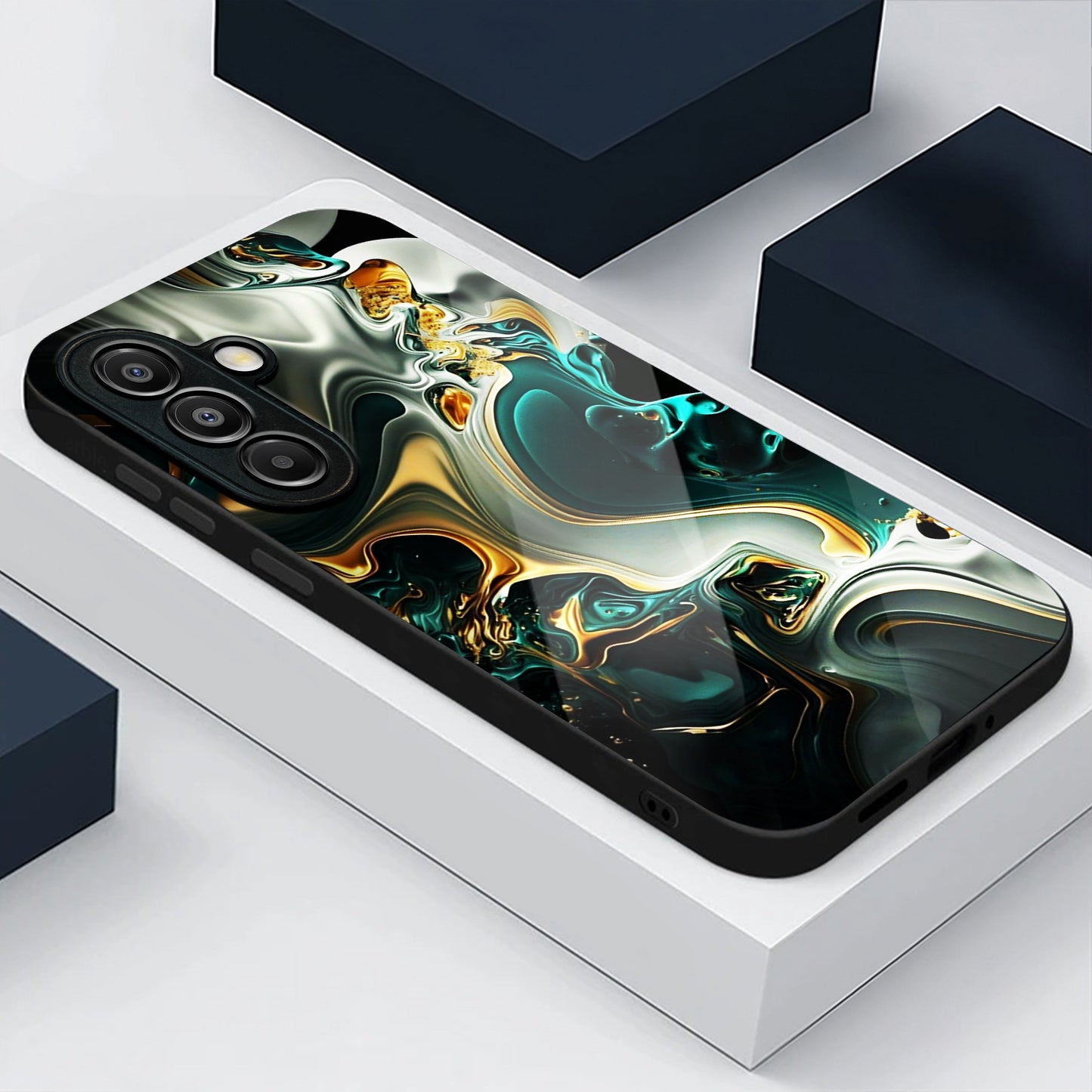 Samsung Galaxy A56 Premium Acrylic Shockproof Glass Back Case (Ocean Ember)