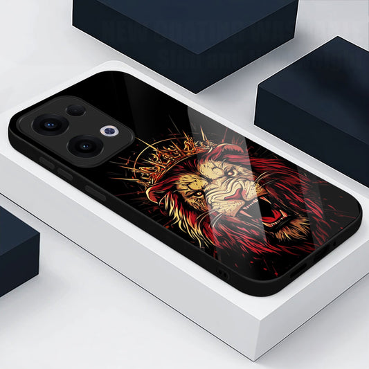 Oppo Reno 13 5G Premium Acrylic Shockproof Glass Back Case (King's Roar)
