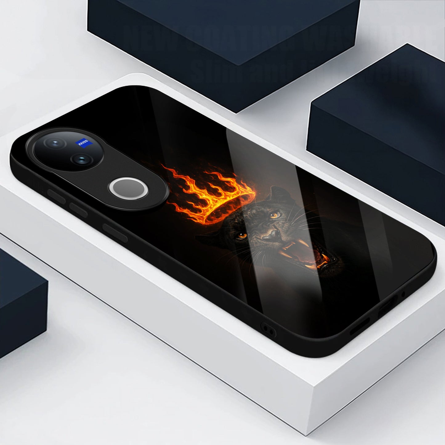 Vivo V50 5G Premium Acrylic Shockproof Glass Back Case (Crowned Inferno)