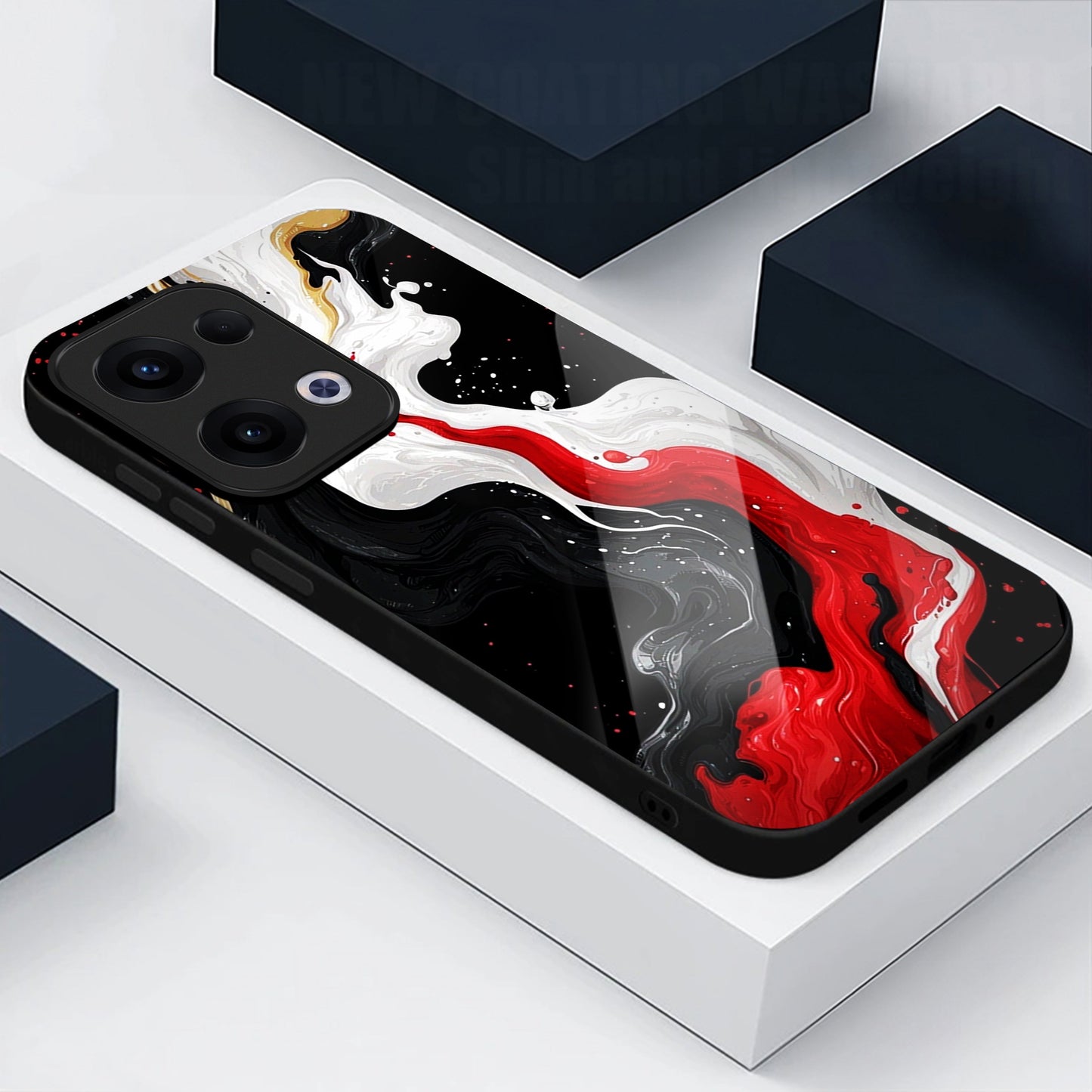 Oppo Reno 13 5G Premium Acrylic Shockproof Glass Back Case (Inferno Drift)