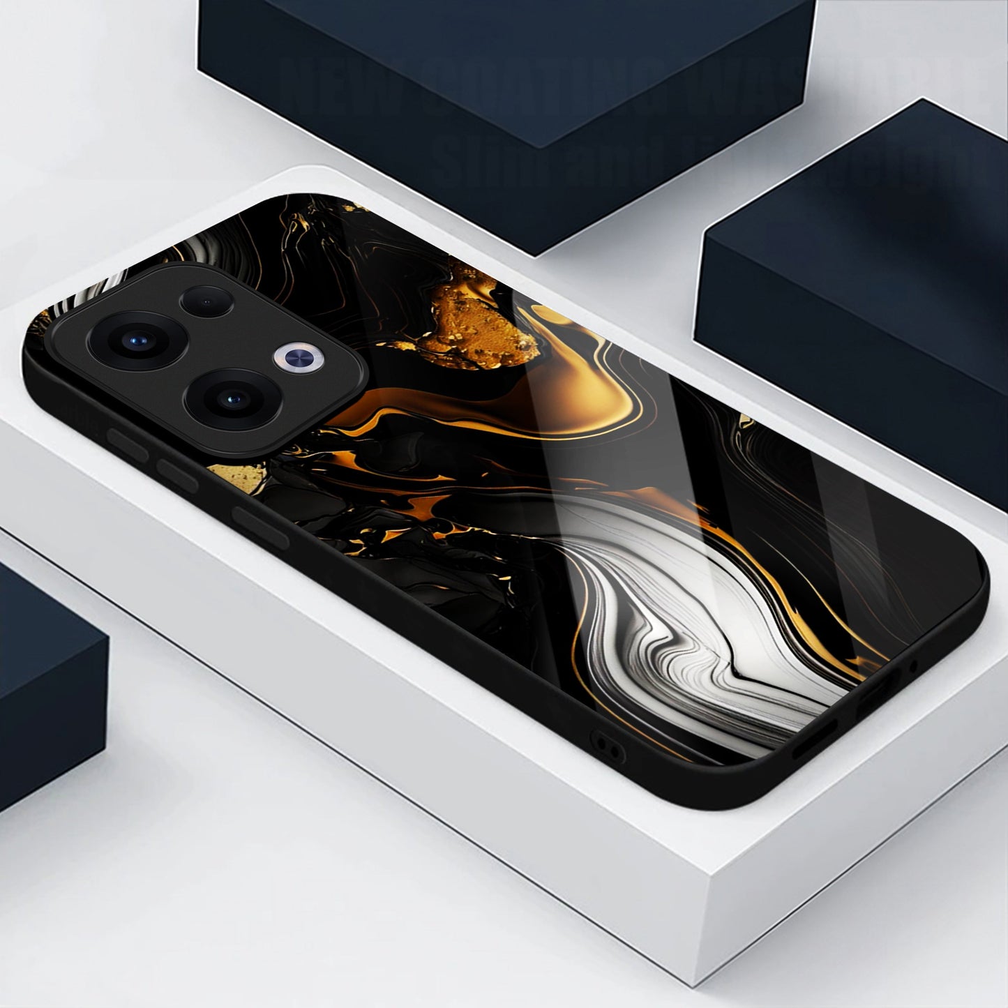 Oppo Reno 13 5G Premium Acrylic Shockproof Glass Back Case (Golden Dusk)