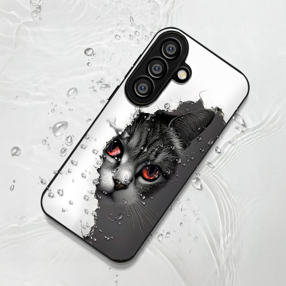 Samsung Galaxy A56 5G Premium Acrylic Shockproof Glass Back Case (White Cat)