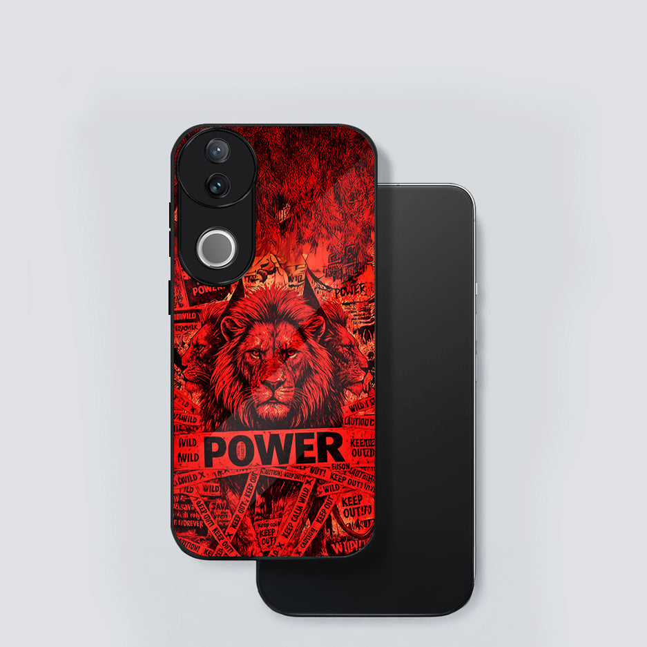 Vivo V50 5G Premium Acrylic Shockproof Glass Back Case (Lion Power)