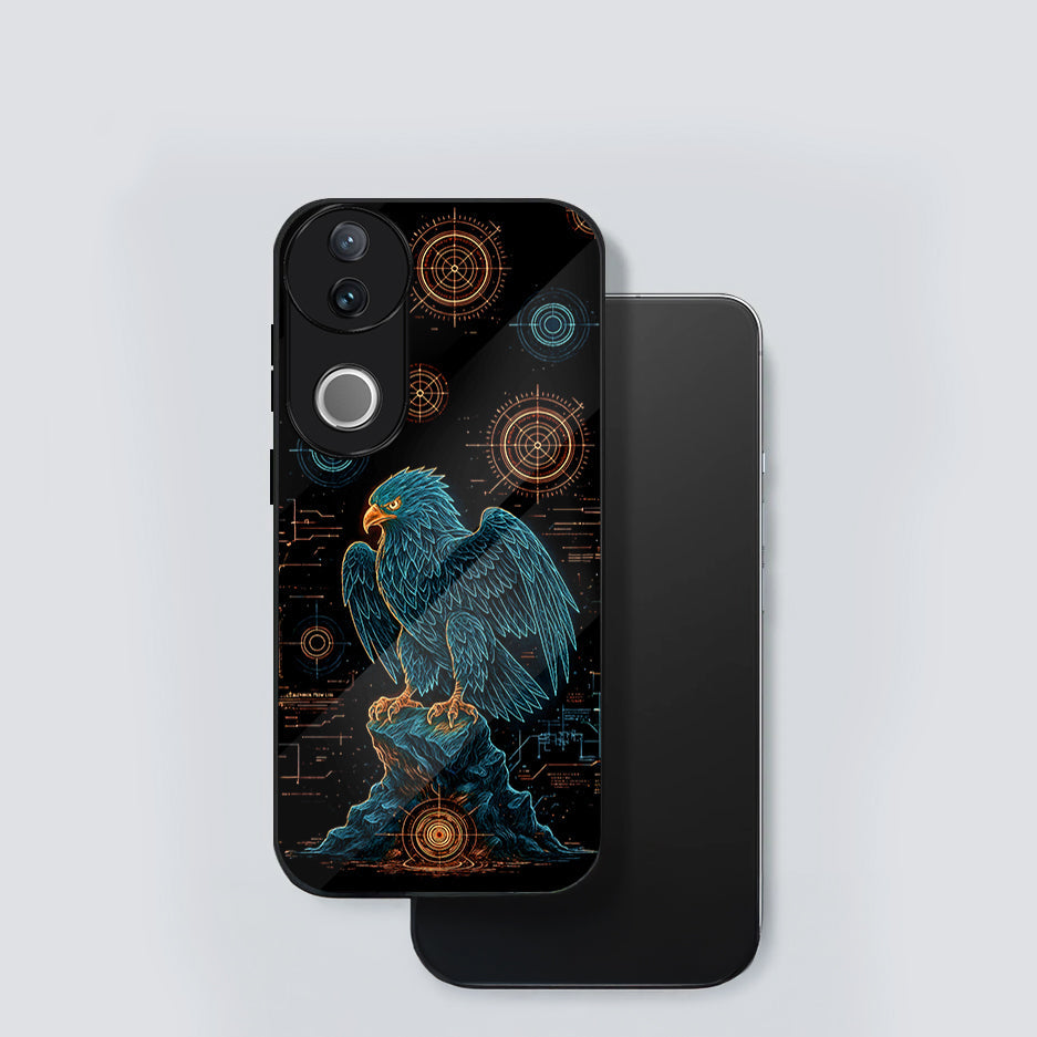 Vivo V50 5G Premium Acrylic Shockproof Glass Back Case (Warrior Eagle)