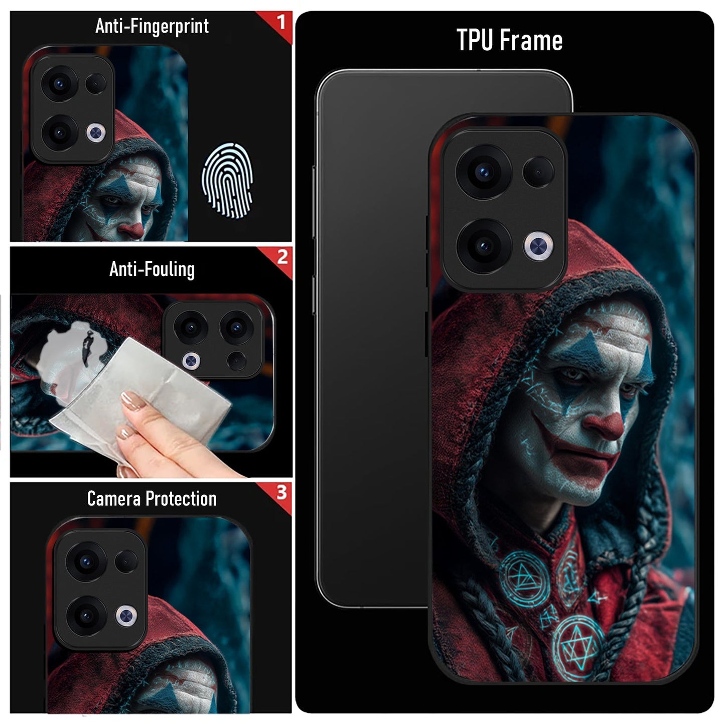 Oppo Reno 13 5G Premium Acrylic Shockproof Glass Back Case (Shadow Joker)