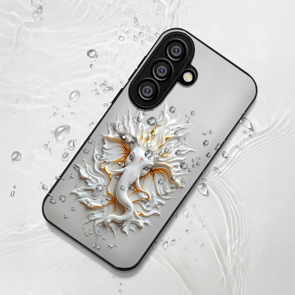 Samsung Galaxy A56 5G Premium Acrylic Shockproof Glass Back Case (White Ganesha)