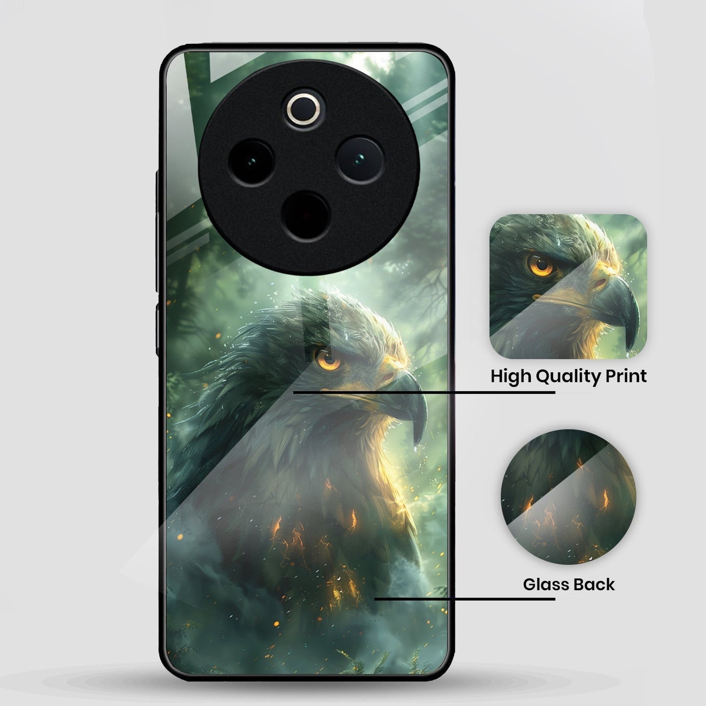 Vivo T4 5G Premium Acrylic Shockproof Glass Back Case (Eagle Case)