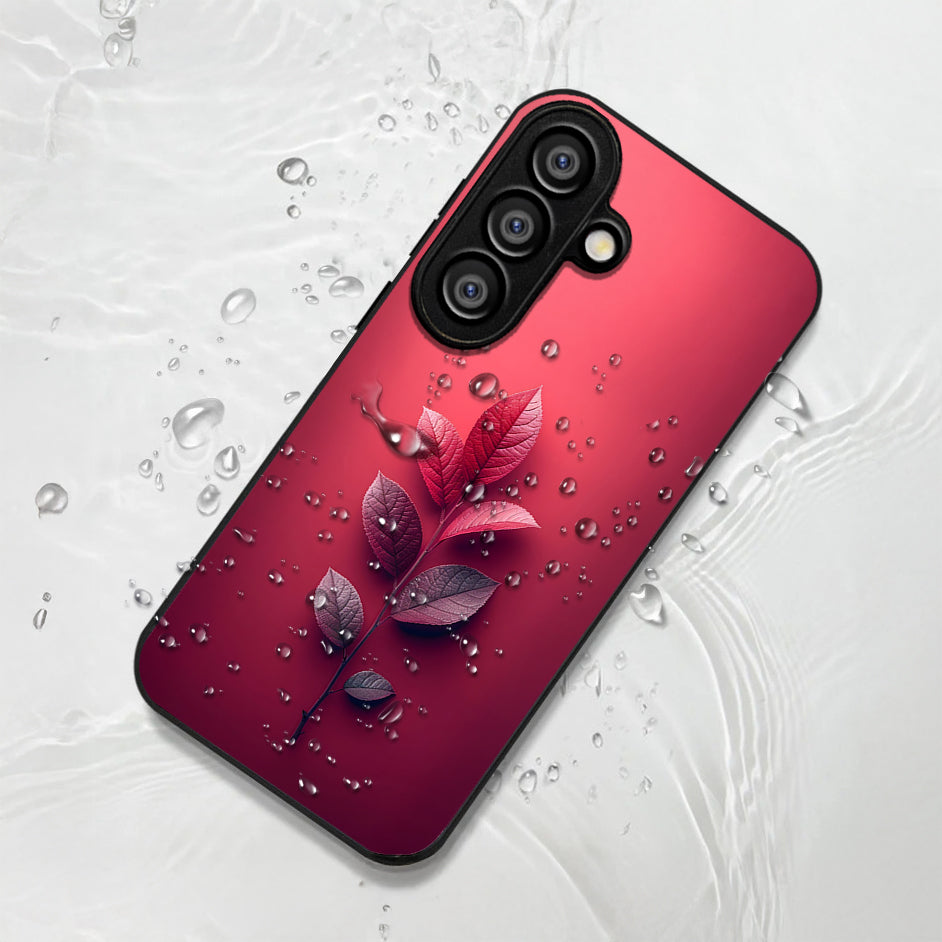 Samsung Galaxy A36 Premium Acrylic Shockproof Glass Back Case (Pink Leaf)