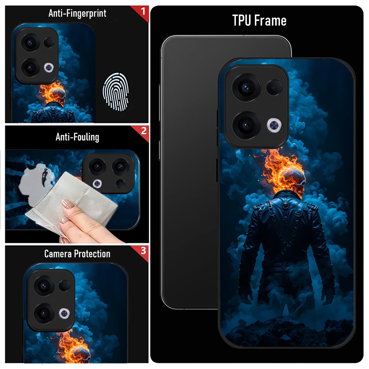 Oppo Reno 13 5G Premium Acrylic Shockproof Glass Back Case (Chains of Fire)