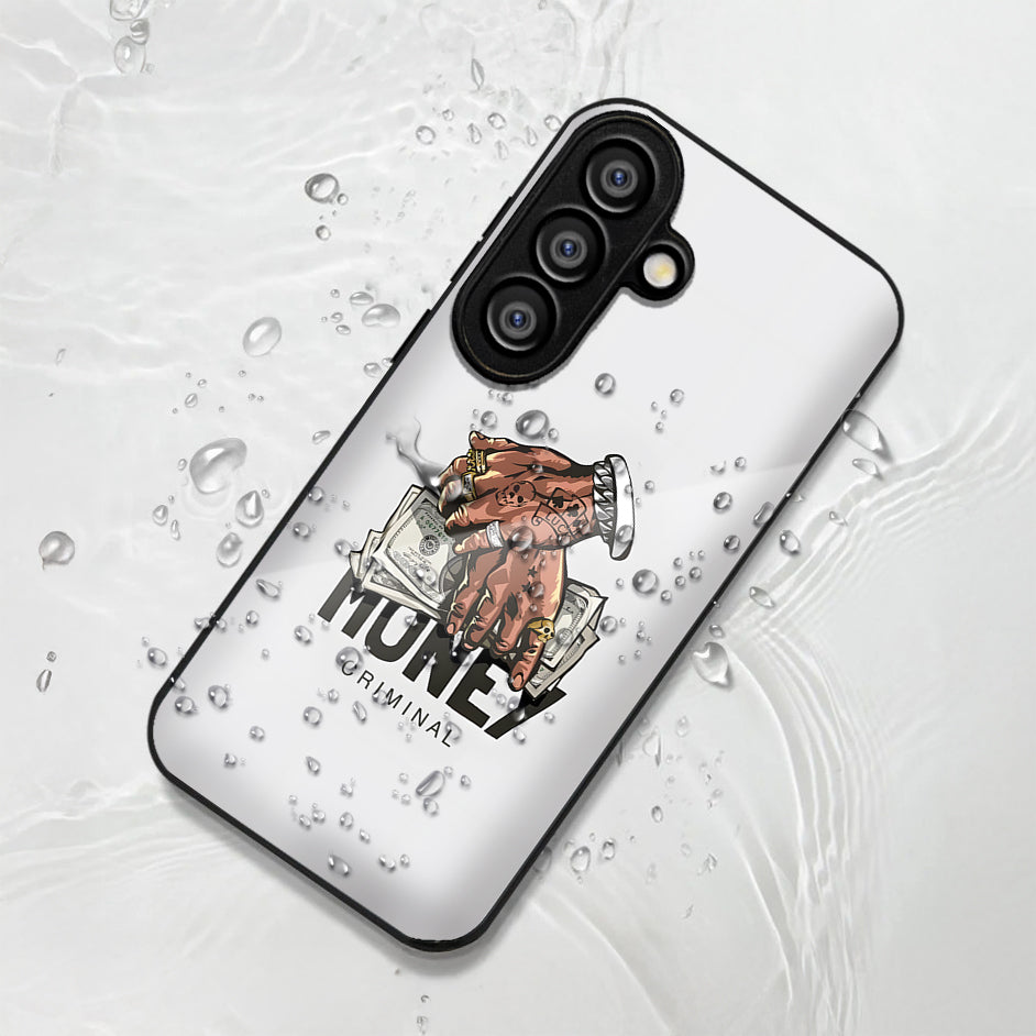 Samsung Galaxy A36 5G Premium Acrylic Shockproof Glass Back Case (Money Criminal)