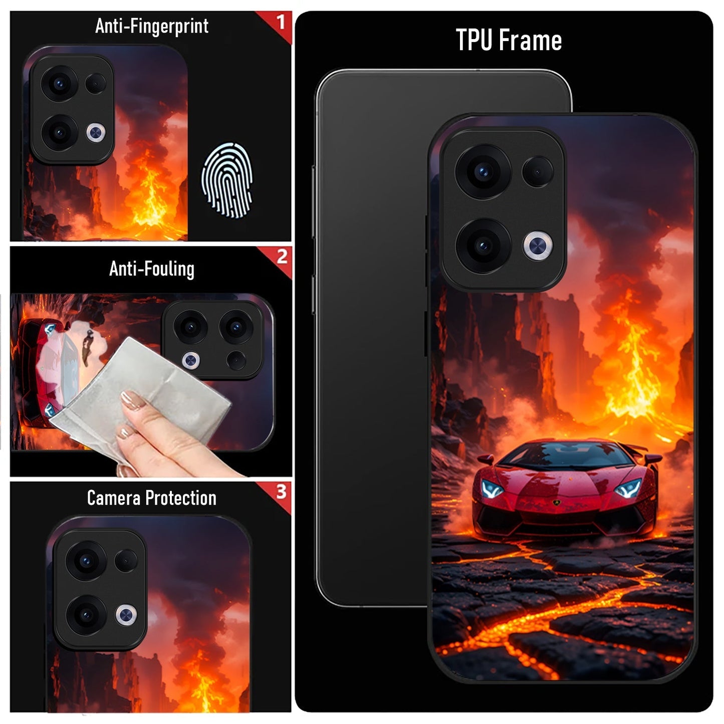 Oppo Reno 13 5G Premium Acrylic Shockproof Glass Back Case (Lamborghini Red)