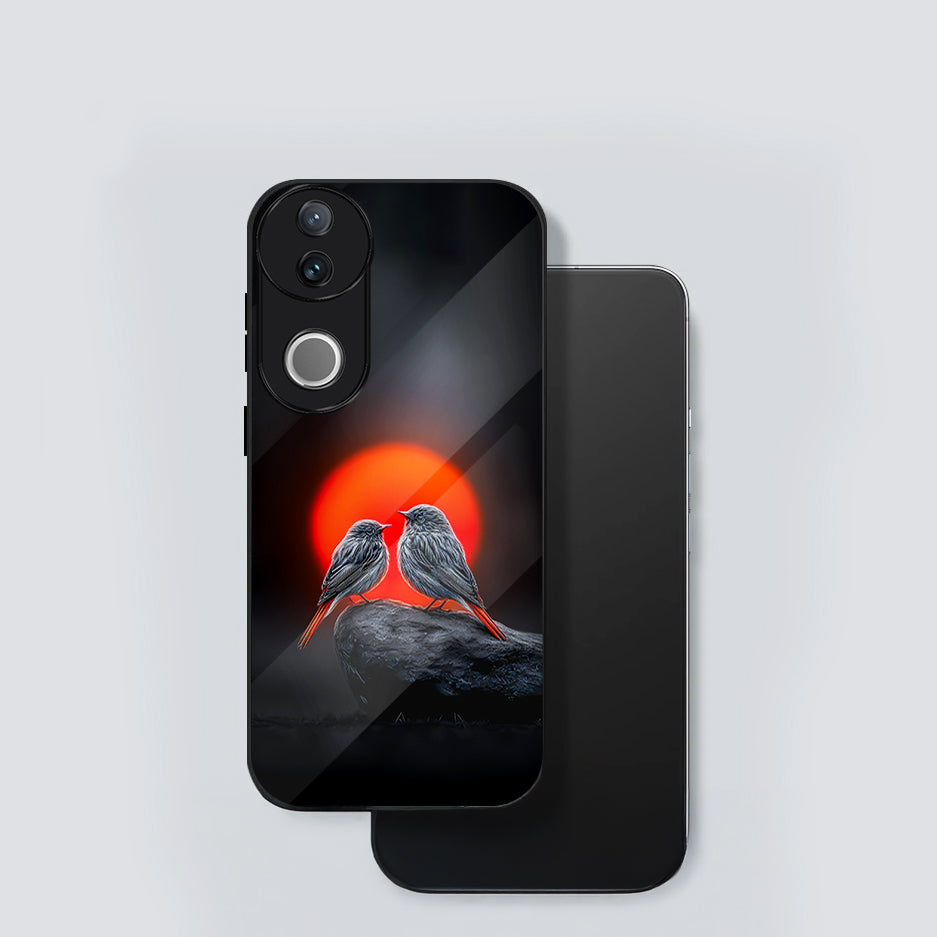 Vivo V50 5G Premium Acrylic Shockproof Glass Back Case (Sunset Love)