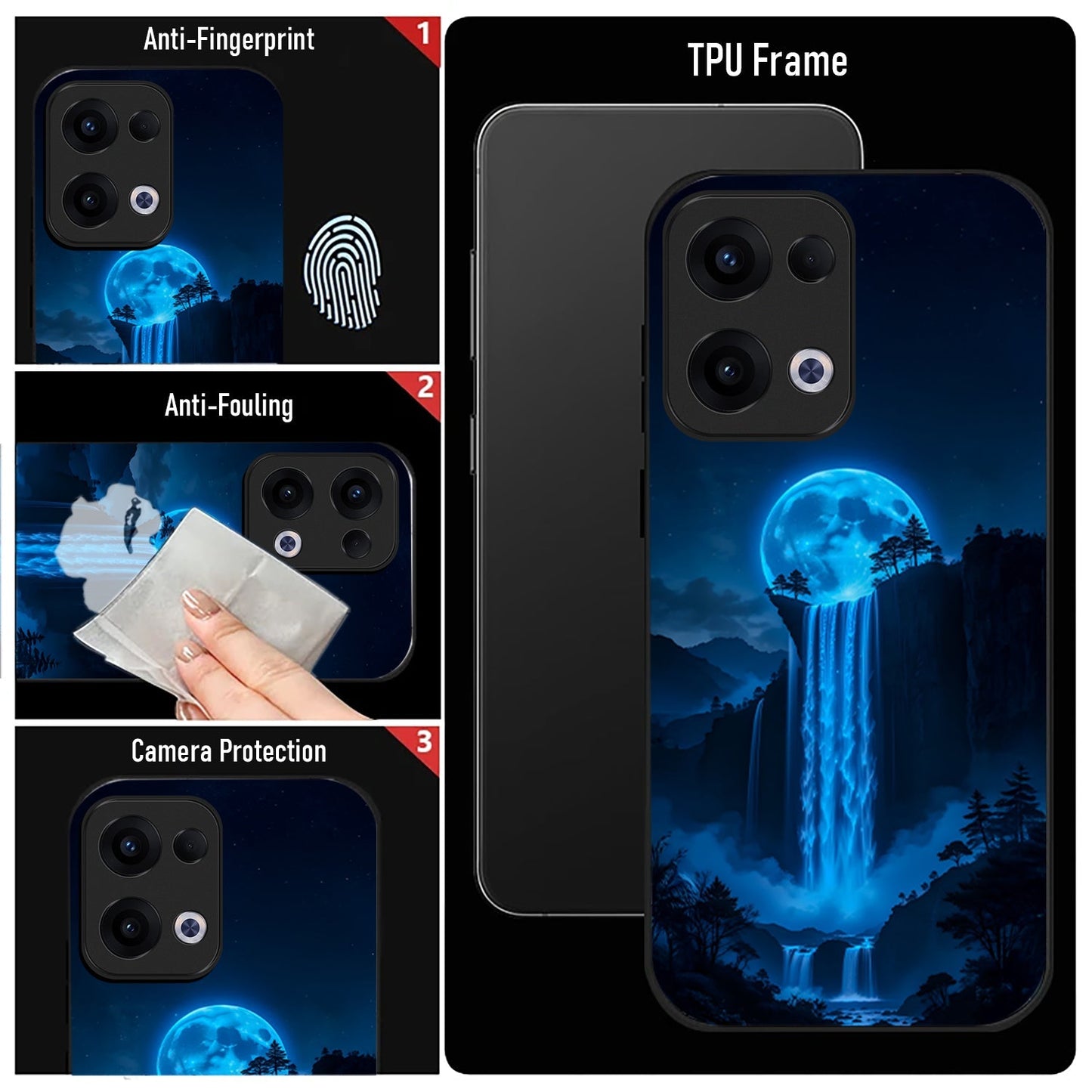 Oppo Reno 13 5G Premium Acrylic Shockproof Glass Back Case (Moonfall)