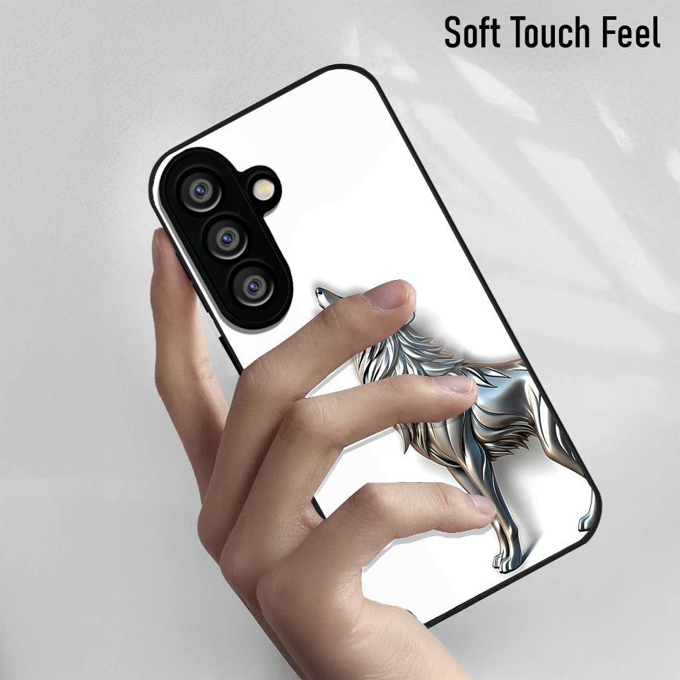 Samsung Galaxy A56 5G Premium Acrylic Shockproof Glass Back Case (Silver Wolf)