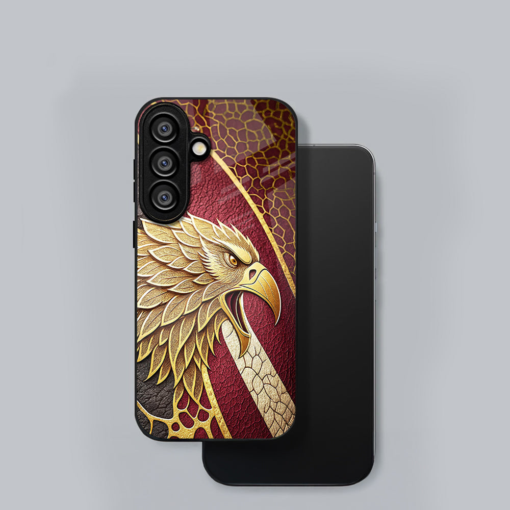 Samsung Galaxy A56 Premium Acrylic Shockproof Glass Back Case (Metallic Eagle)