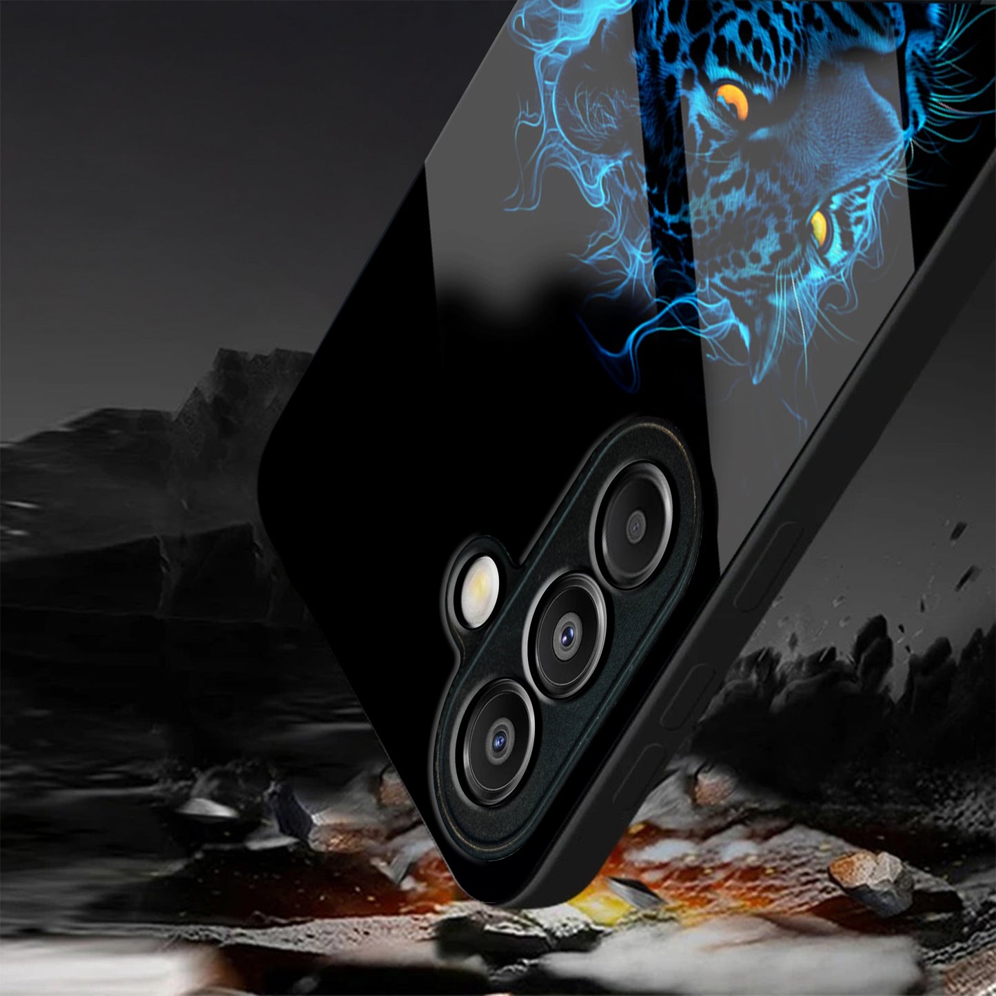 Samsung Galaxy A36 Premium Acrylic Shockproof Glass Back Case (Electric Predator)