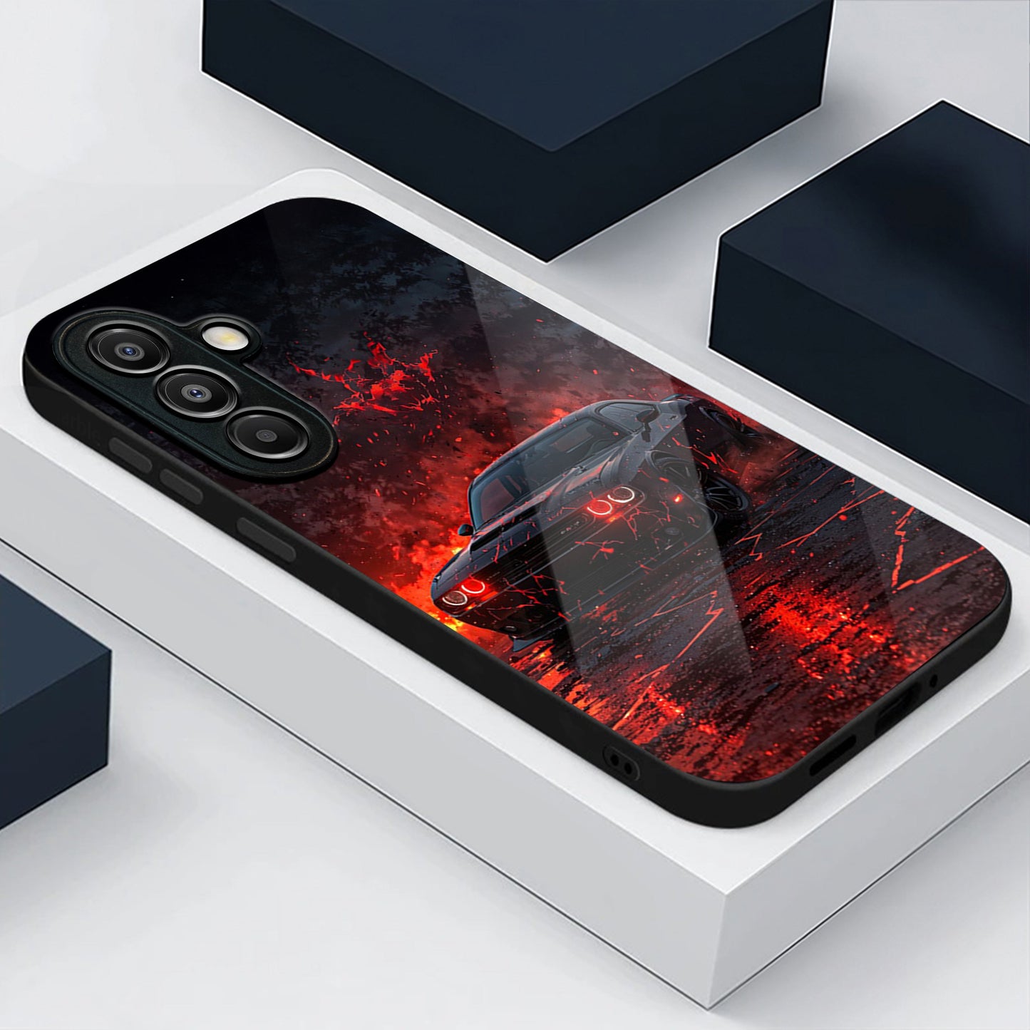 Samsung Galaxy A56 Premium Acrylic Shockproof Glass Back Case (InfernoDrive)