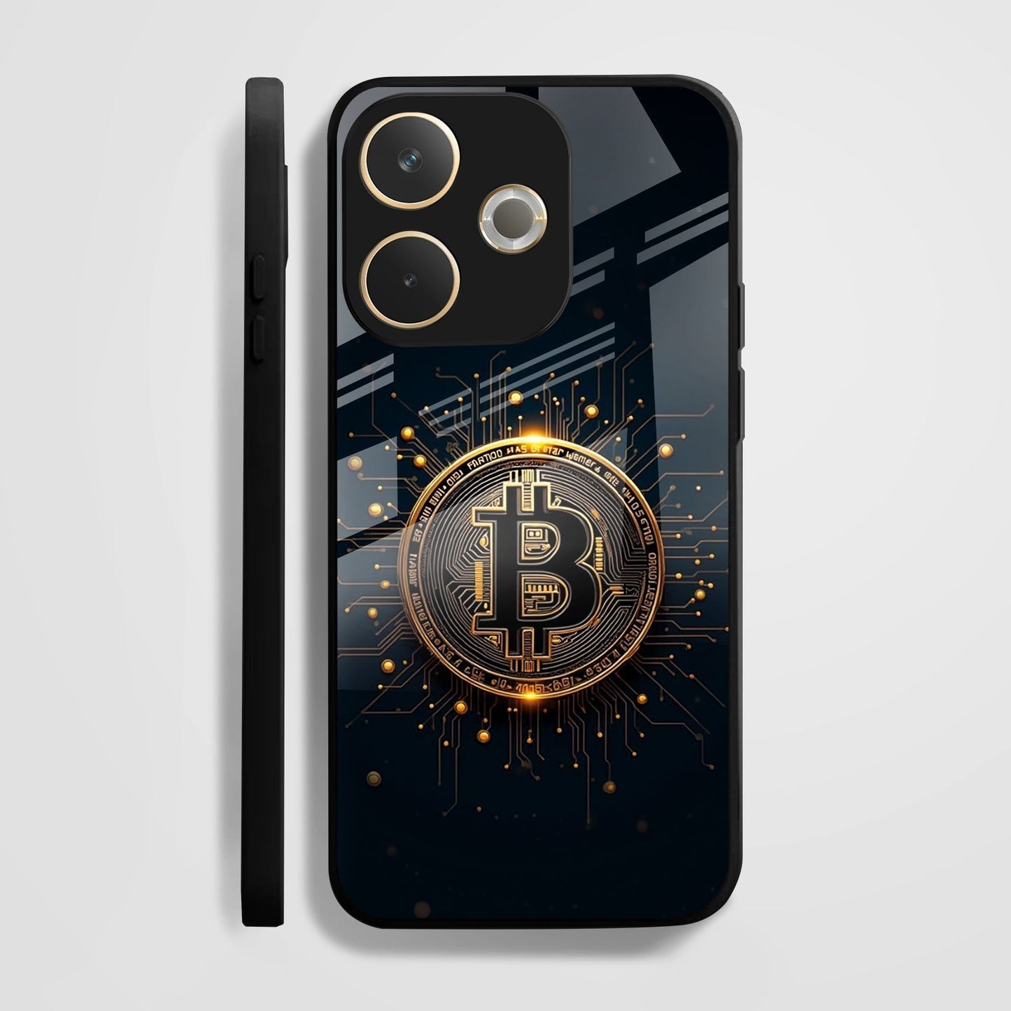 Oppo A5 Pro 5G Premium Acrylic Shockproof Glass Back Case (Bitcoin Armor)