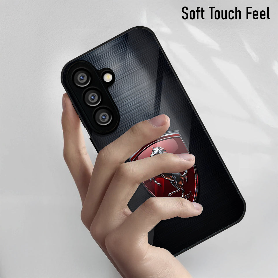 Samsung Galaxy A56 5G Premium Acrylic Shockproof Glass Back Case (Red Ferrari)