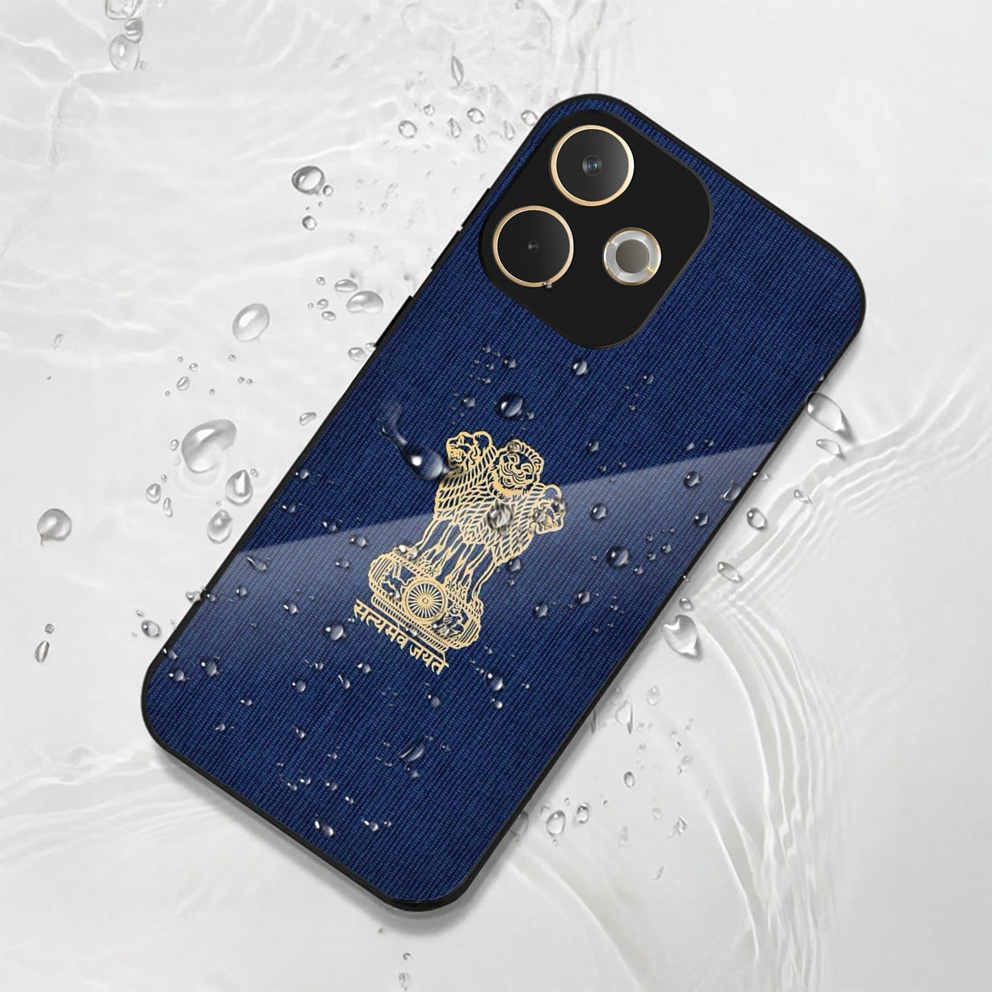 Oppo A5 Pro 5G Premium Acrylic Shockproof Glass Back Case ( Satya-M-Jayate )