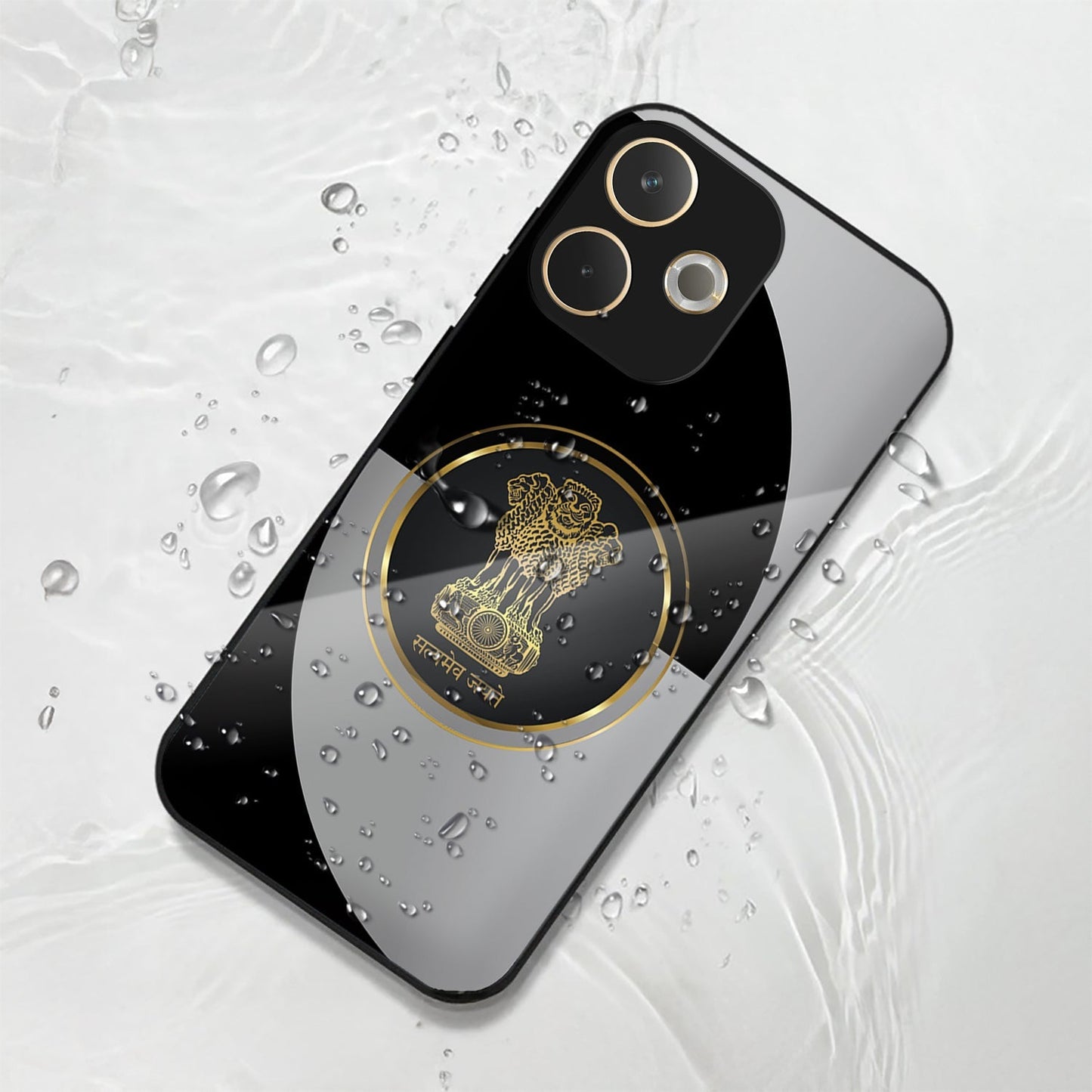 Oppo A5 Pro 5G Premium Acrylic Shockproof Glass Back Case (Satyamev Noir)