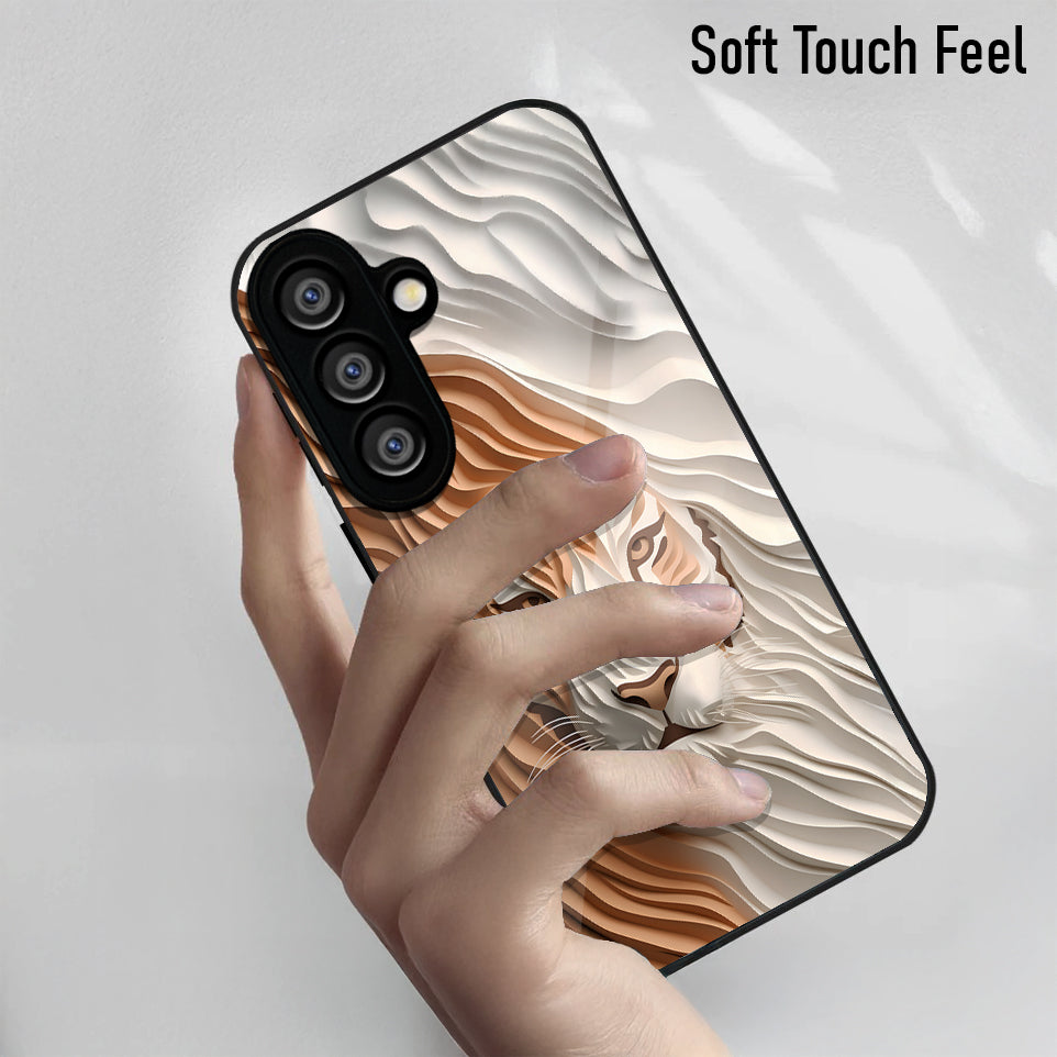 Samsung Galaxy A56 Premium Acrylic Shockproof Glass Back Case (Royal Tiger)