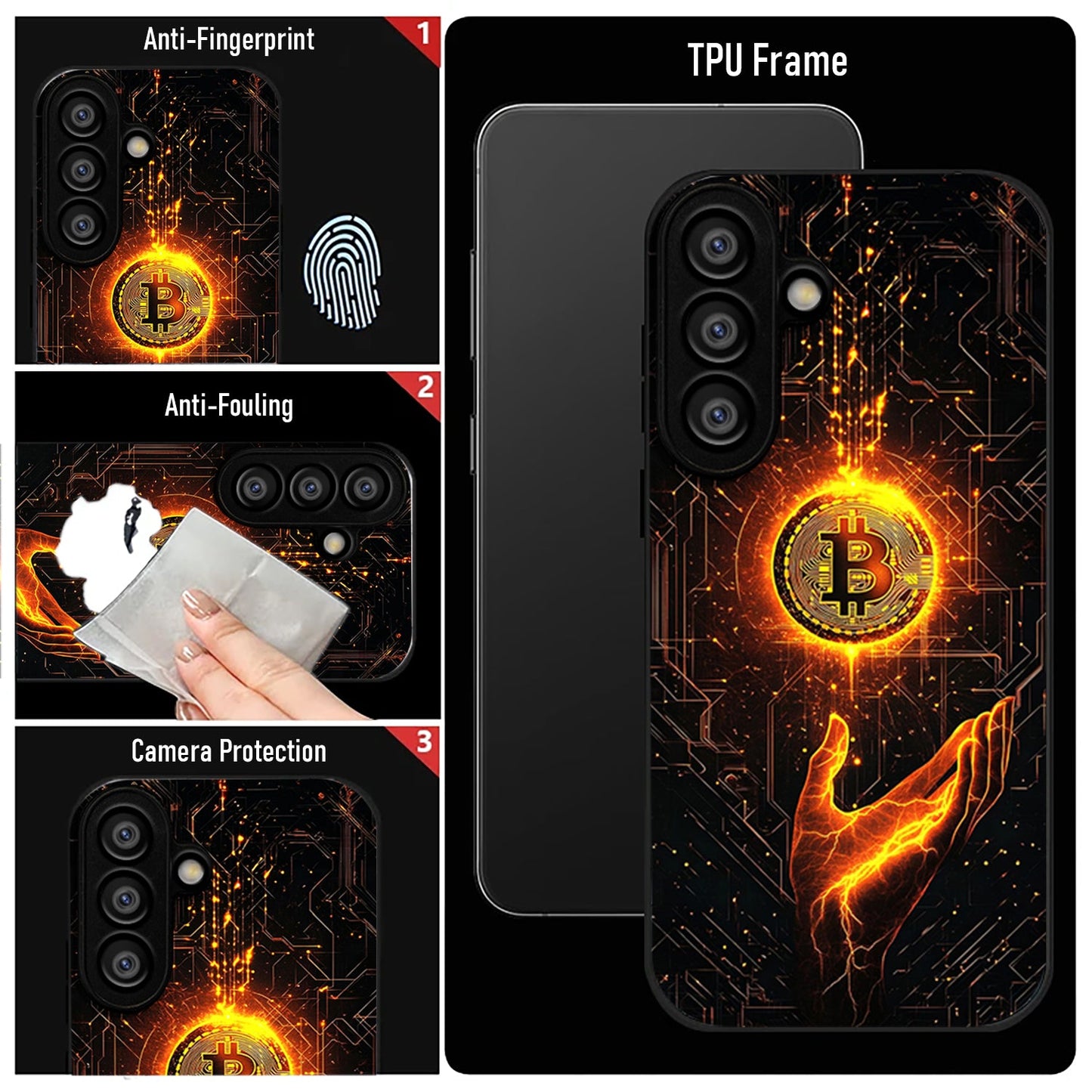 Samsung Galaxy A56 Premium Acrylic Shockproof Glass Back Case (Bitcoin Glow)