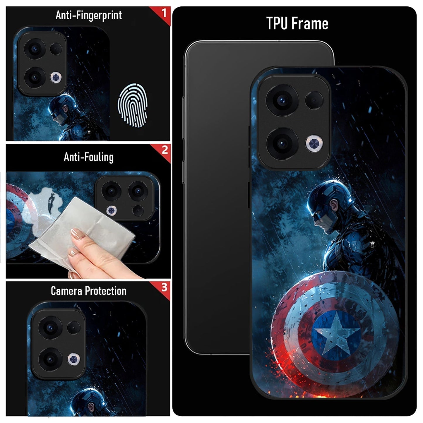Oppo Reno 13 5G Premium Acrylic Shockproof Glass Back Case (Captain America)