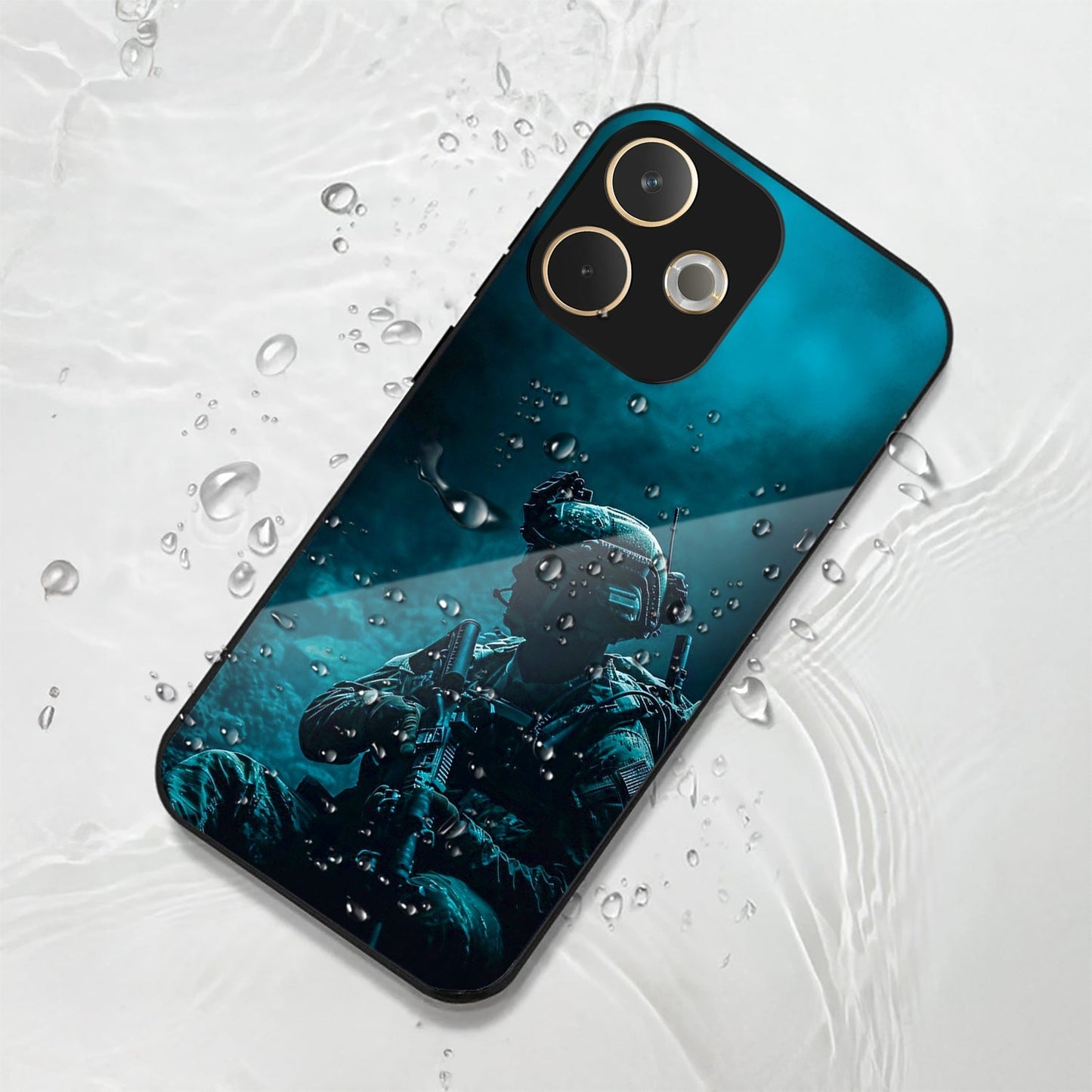 Oppo A5 Pro 5G Premium Acrylic Shockproof Glass Back Case (Soldier Case )
