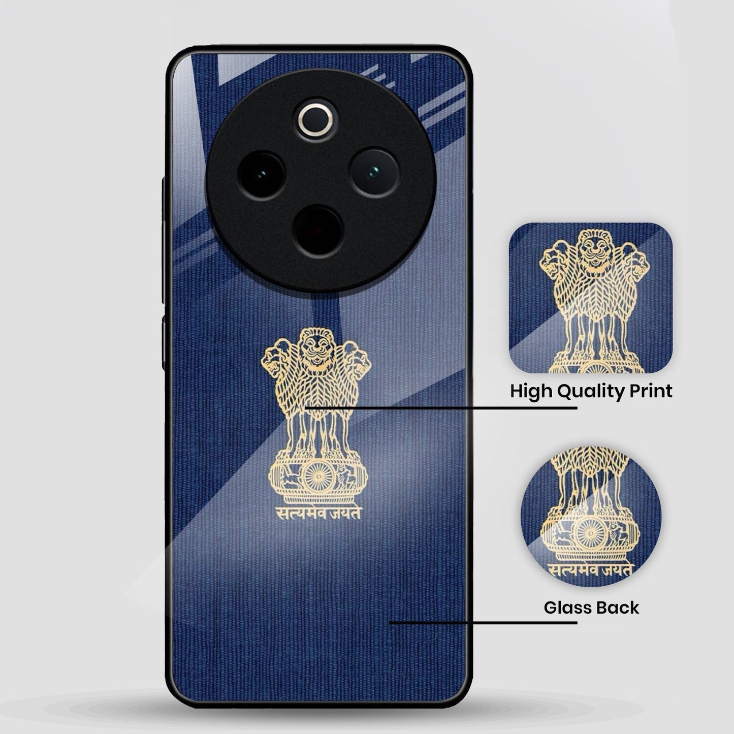 Vivo T4 5G Premium Acrylic Shockproof Glass Back Case (Nation Pride)