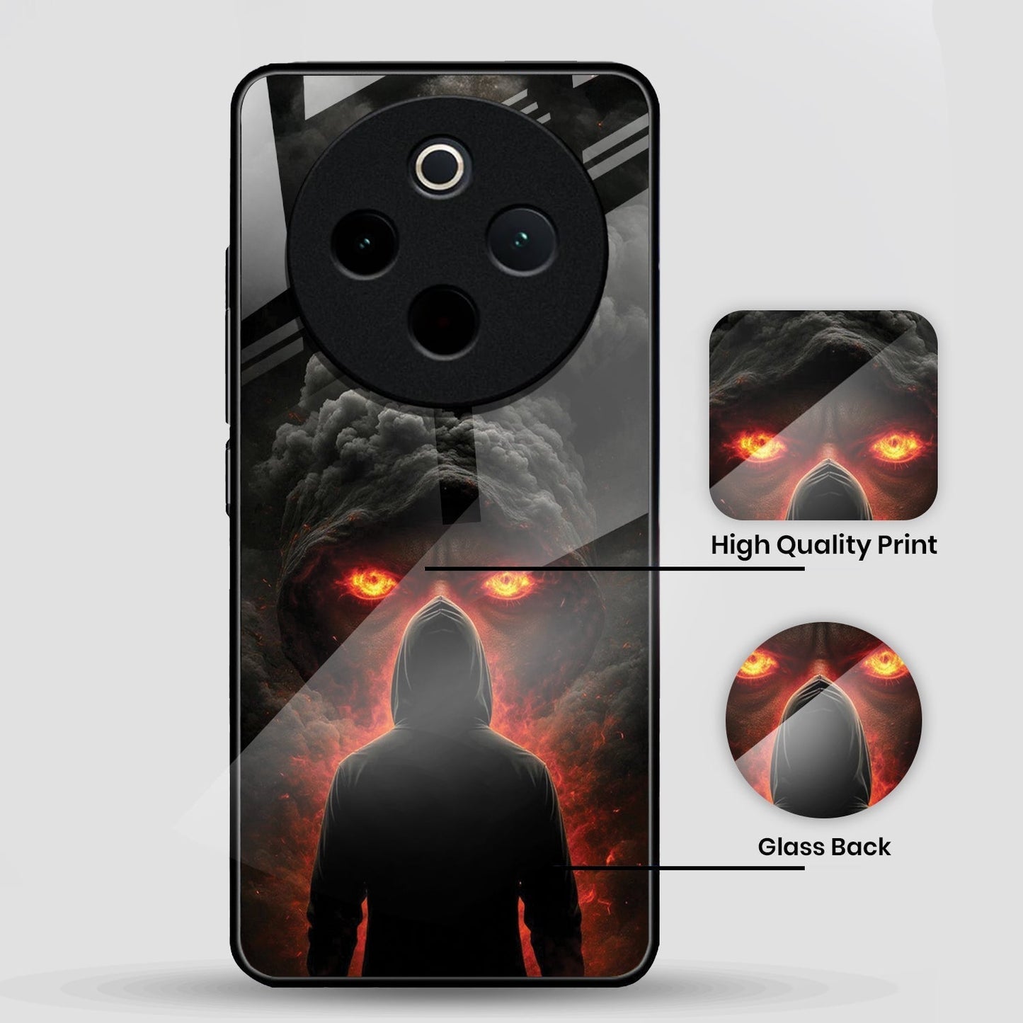 Vivo T4 5G Premium Acrylic Shockproof Glass Back Case (Dark Flame)