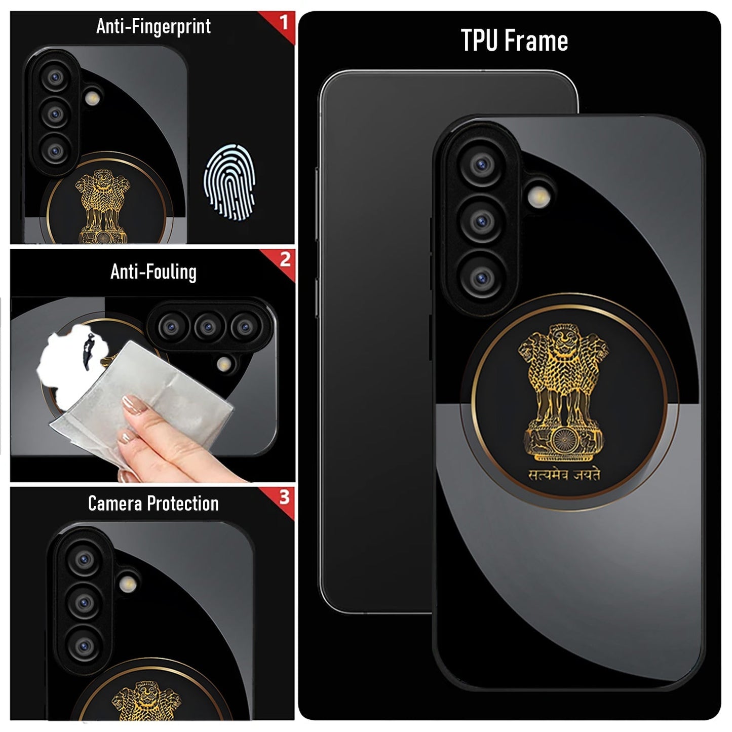 Samsung Galaxy A36 Premium Acrylic Shockproof Glass Back Case (Satyamev Noir)