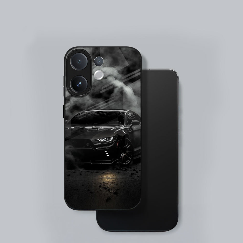 Vivo V60 5G Premium Acrylic Shockproof Glass Back Case ( Black BMW )