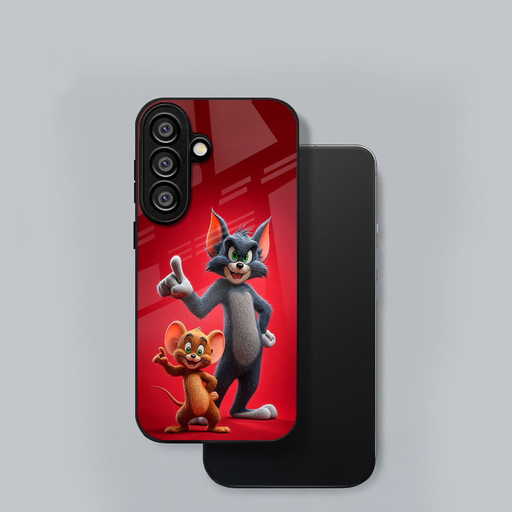 Samsung Galaxy A56 Premium Acrylic Shockproof Glass Back Case (Tom and Jerry)