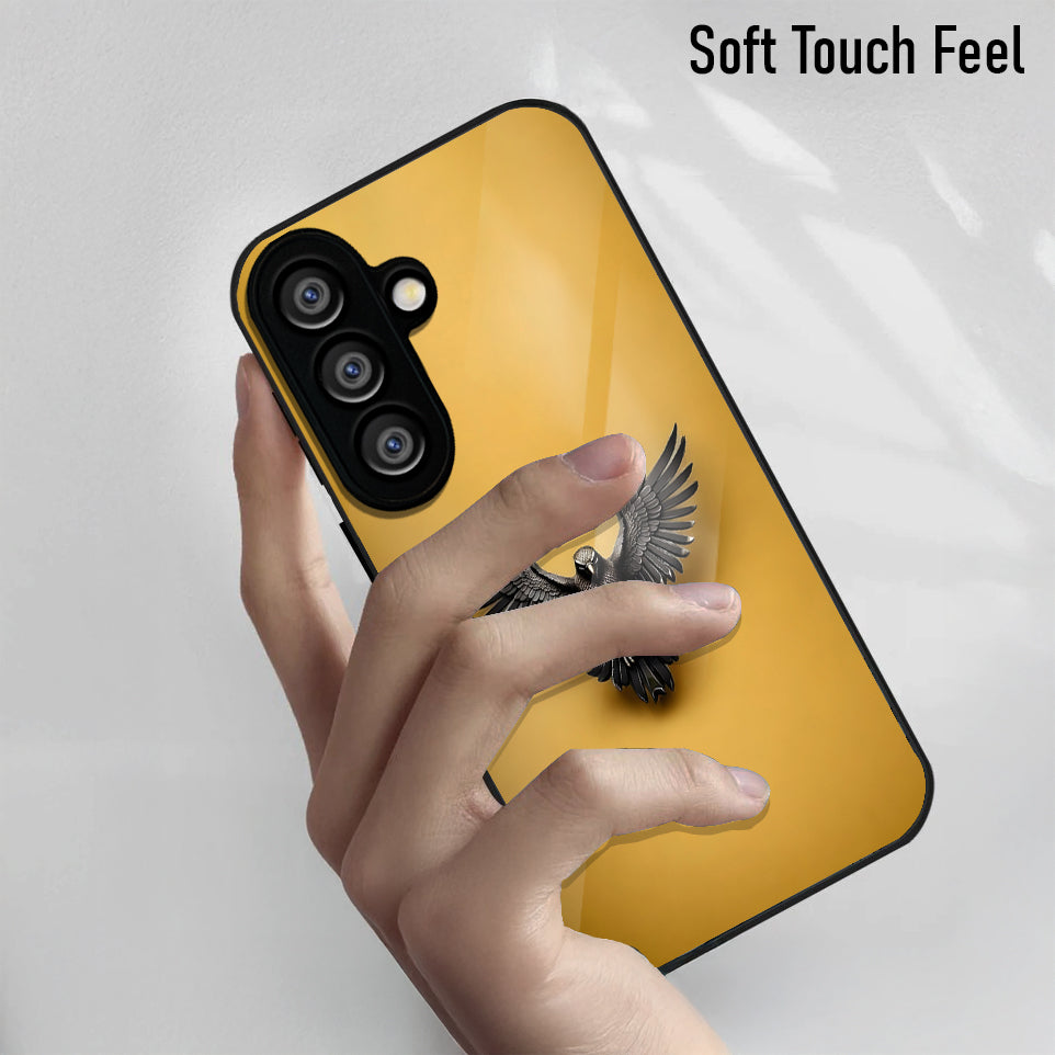 Samsung Galaxy A56 Premium Acrylic Shockproof Glass Back Case (Golden Hawk)
