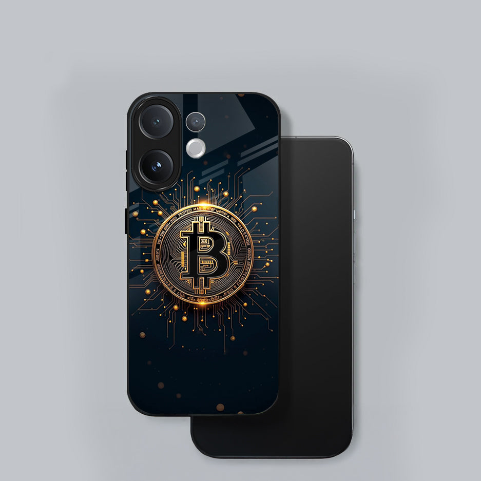 Vivo V60 5G Premium Acrylic Shockproof Glass Back Case (Bitcoin Armor)