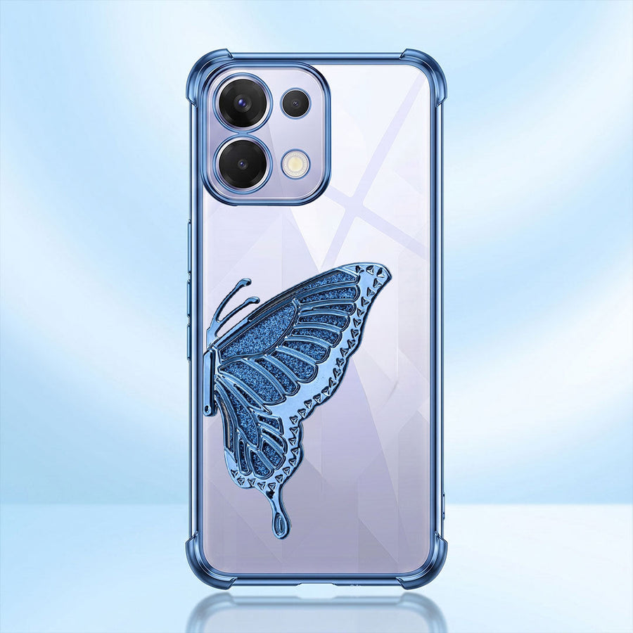 Oppo K13 5G Premium Butterfly Glitter Stand Transparent Shockproof Airbag Phone Case