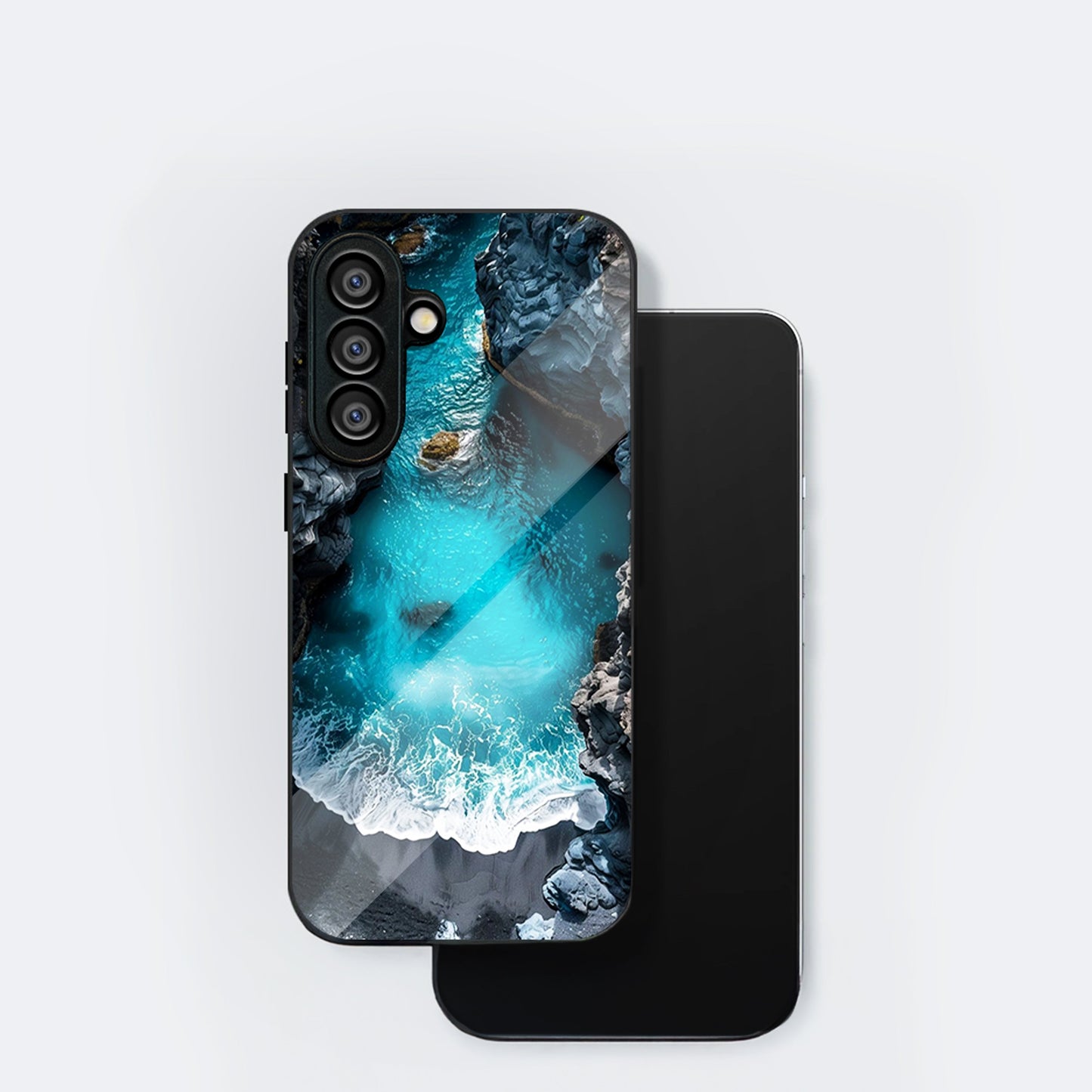 Samsung Galaxy A56 Premium Acrylic Shockproof Glass Back Case (rocky cliff)