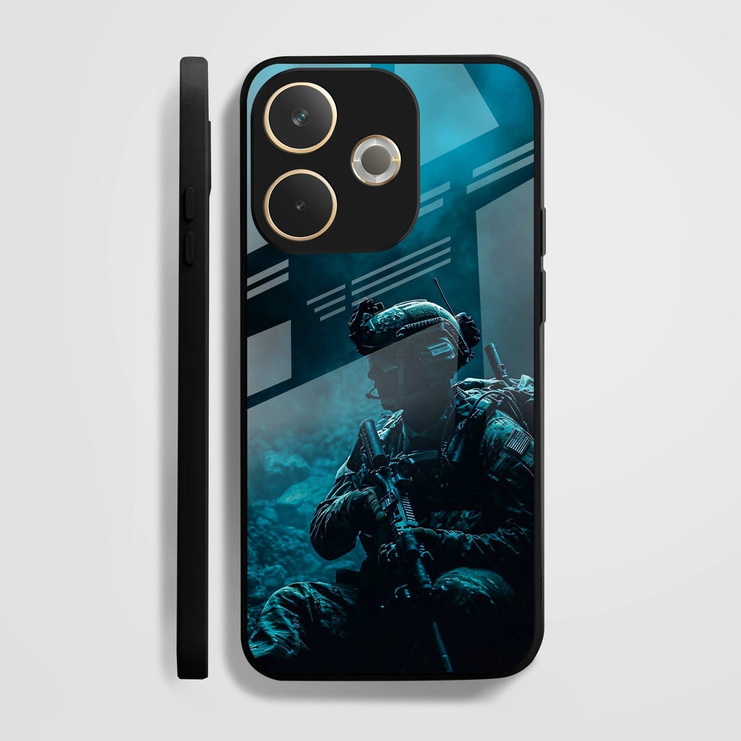 Oppo A5 Pro 5G Premium Acrylic Shockproof Glass Back Case (Soldier Case )